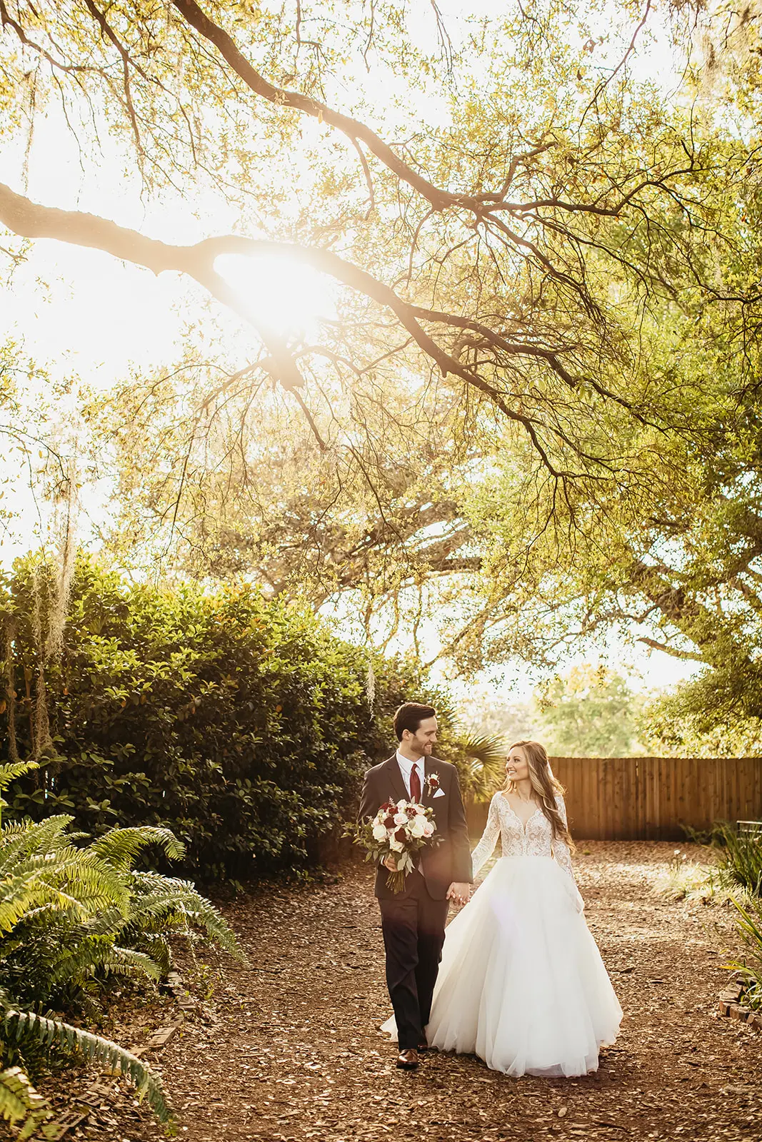 Groom With Bride Wearing Romantic Long Sleeved Ball Gown Mallory Dawn By Maggie Sottero