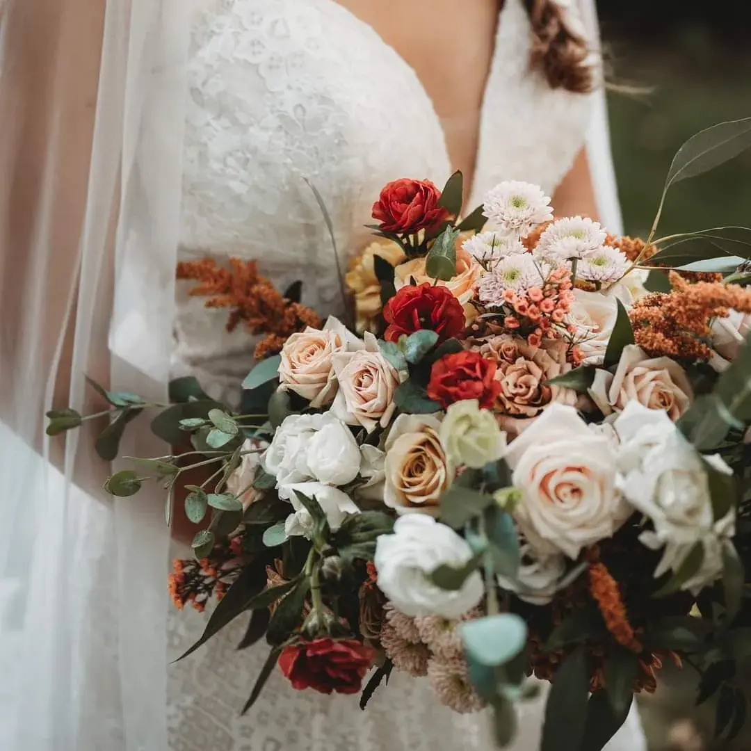 Bride Wearing Unique Boho A-Line Wedding Dress Keating By Rebecca Ingram