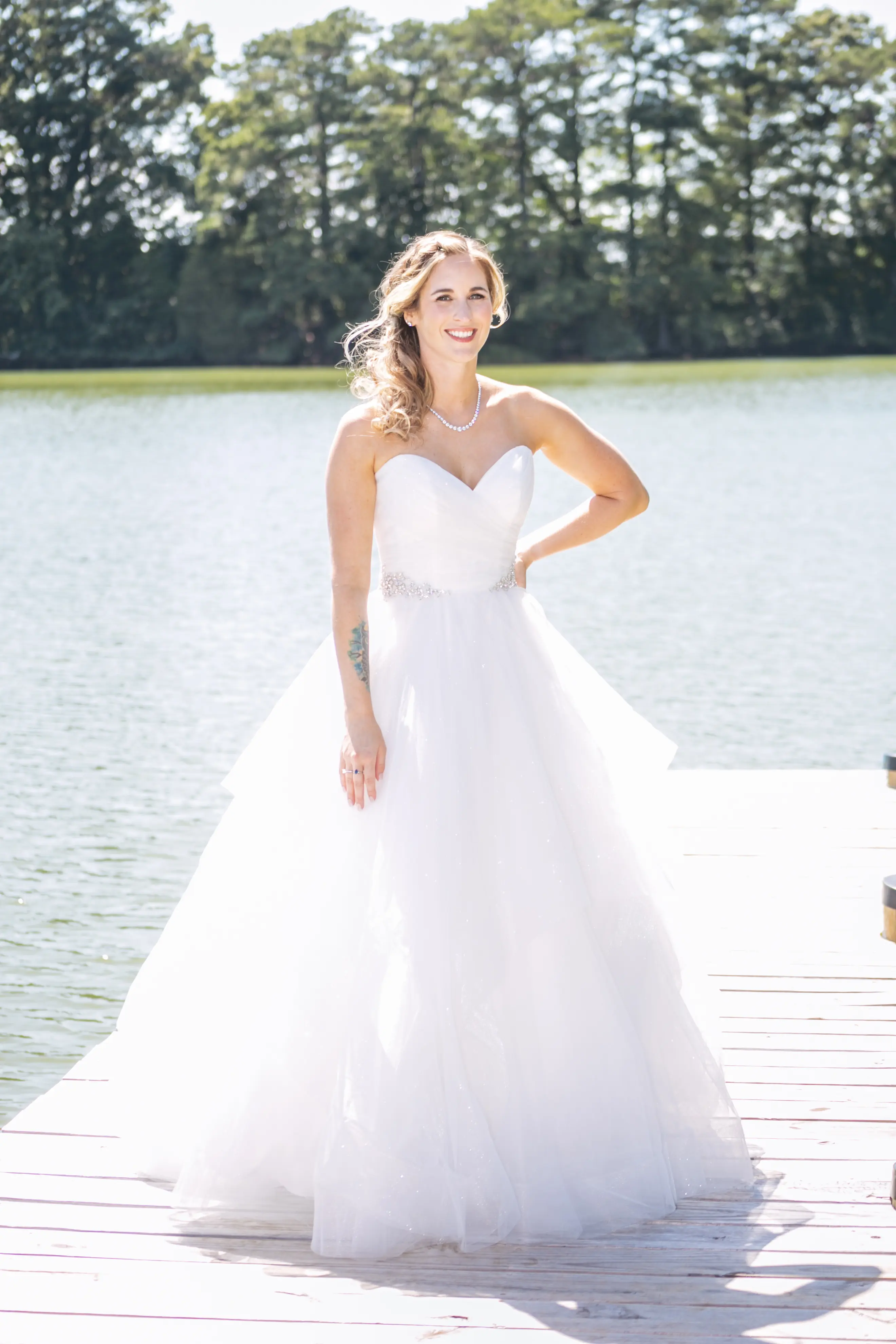 Bride in Strapless Sweetheart Neckline Ball Gown Wedding Dress Called Yasmin by Maggie Sottero