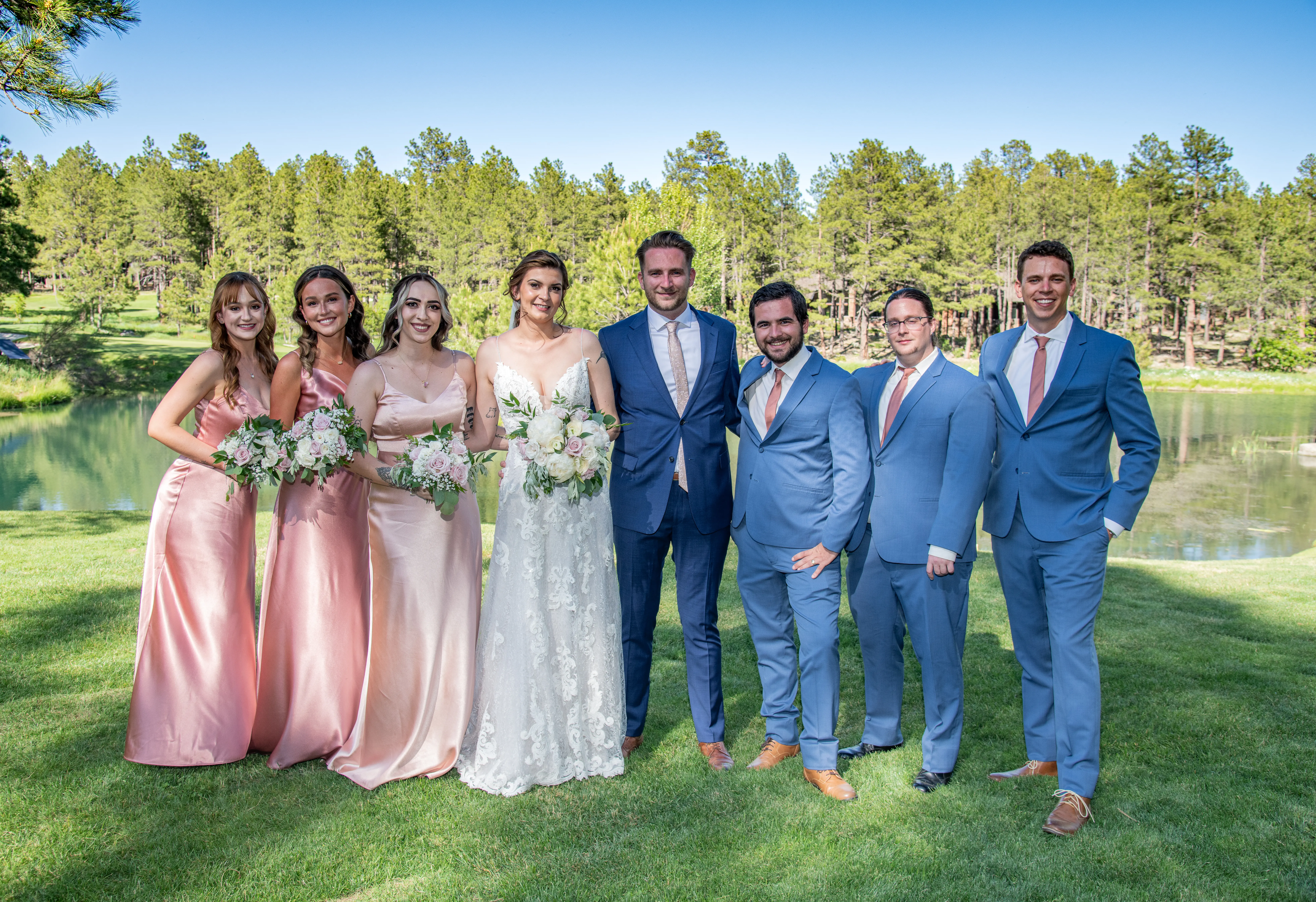 Bride In Sheer Sheath Tuscany Lynette Maggie Sottero With Wedding Party