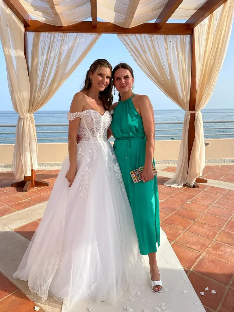 Bride Smiles In Garden Inspired Ball Gown Wedding Dress Named Harlem By Maggie Sottero