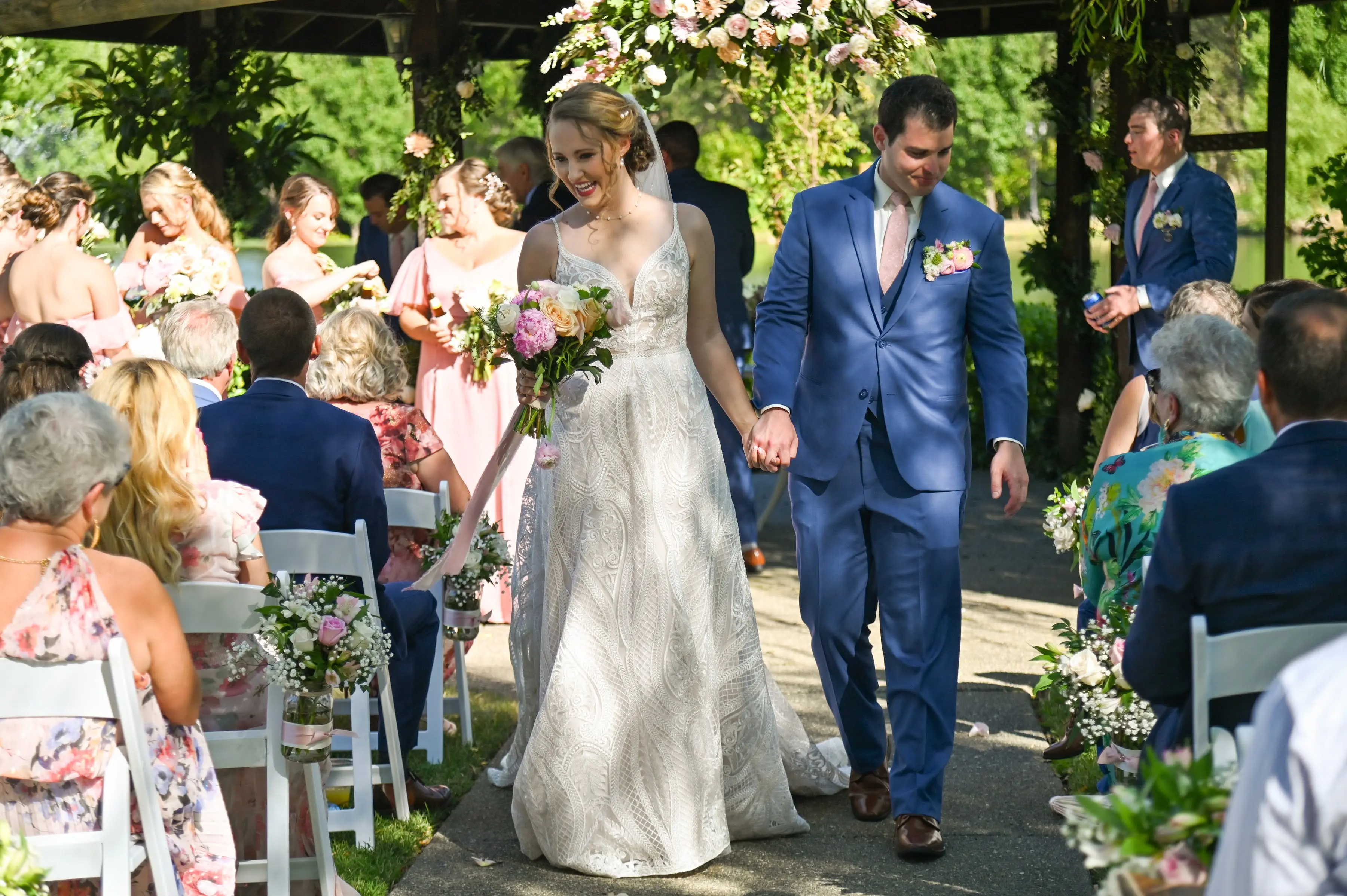 bride in beautiful romantic  wedding dress called roxanne by sottero and midgley with groom