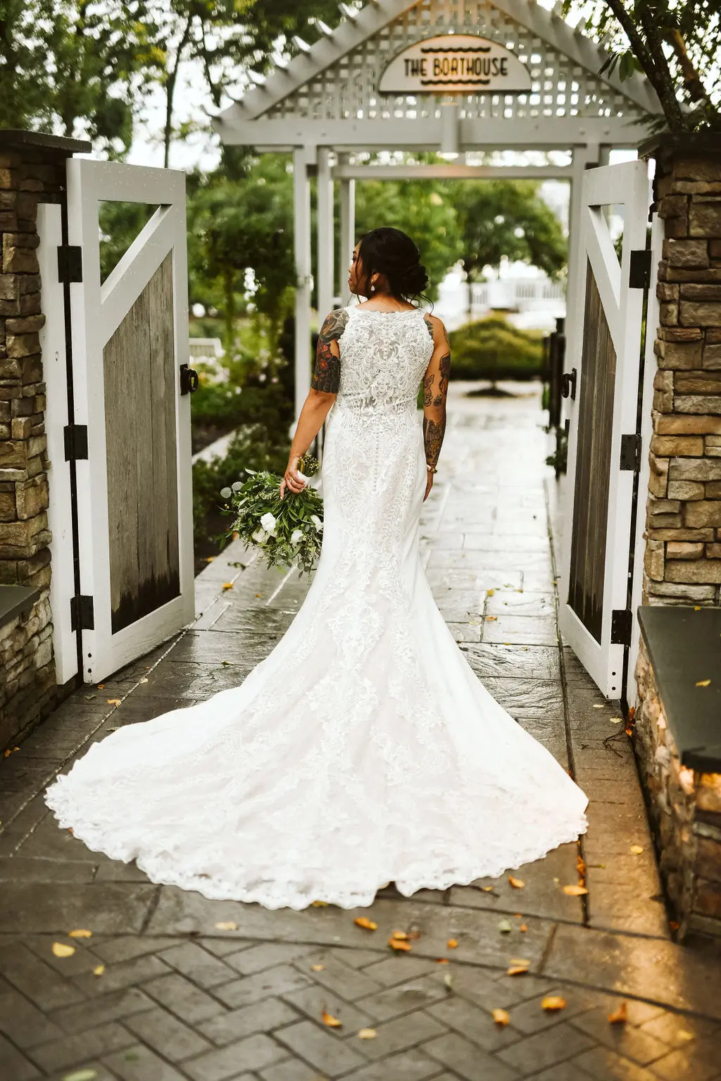 Bride Wearing Halter Lace Wedding Dress Called Kevyn By Sottero And Midgley