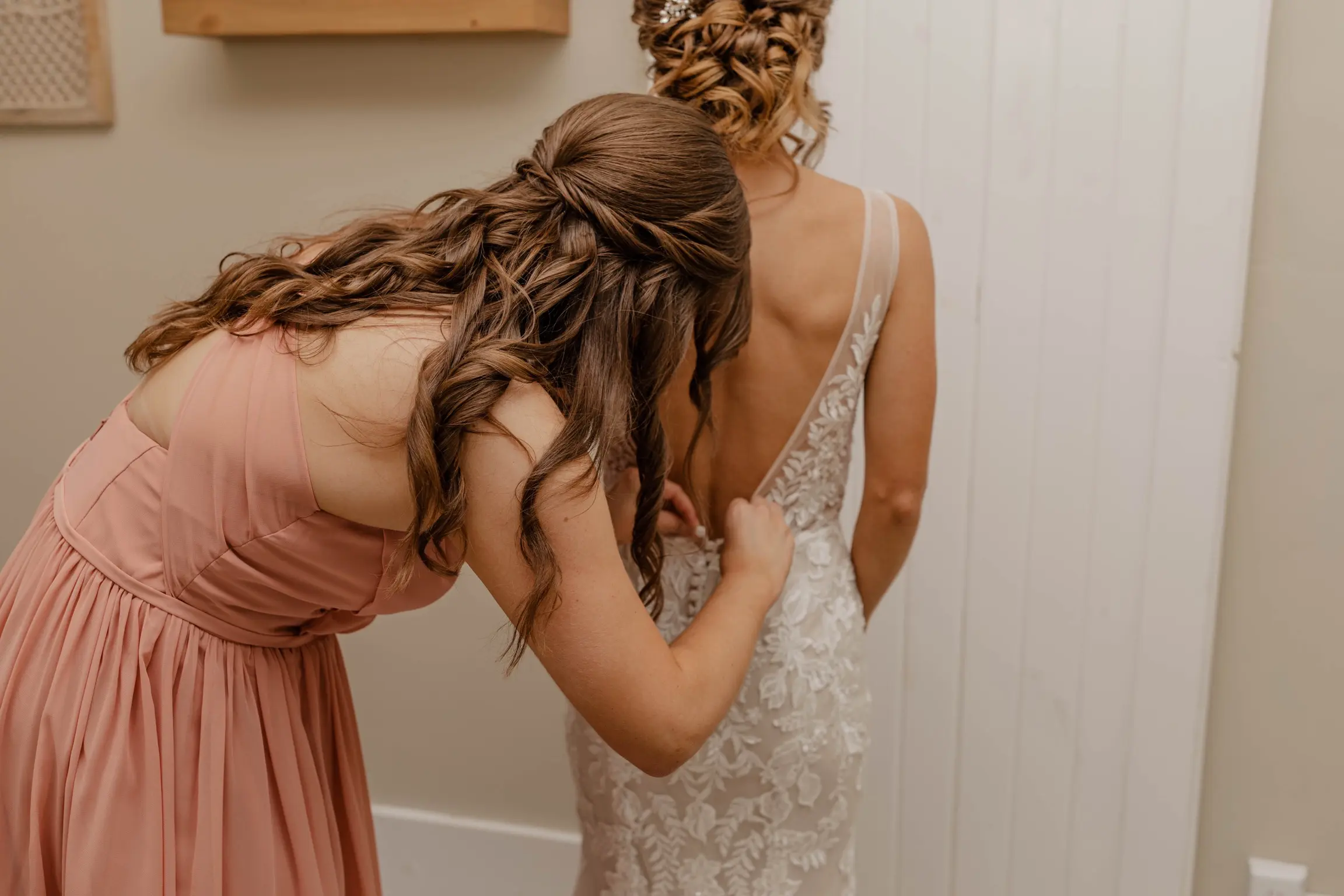 Real Bride In Floral Fit-and-Flare Wedding Dress with Illusion V-Back Called Greenley by Maggie Sottero