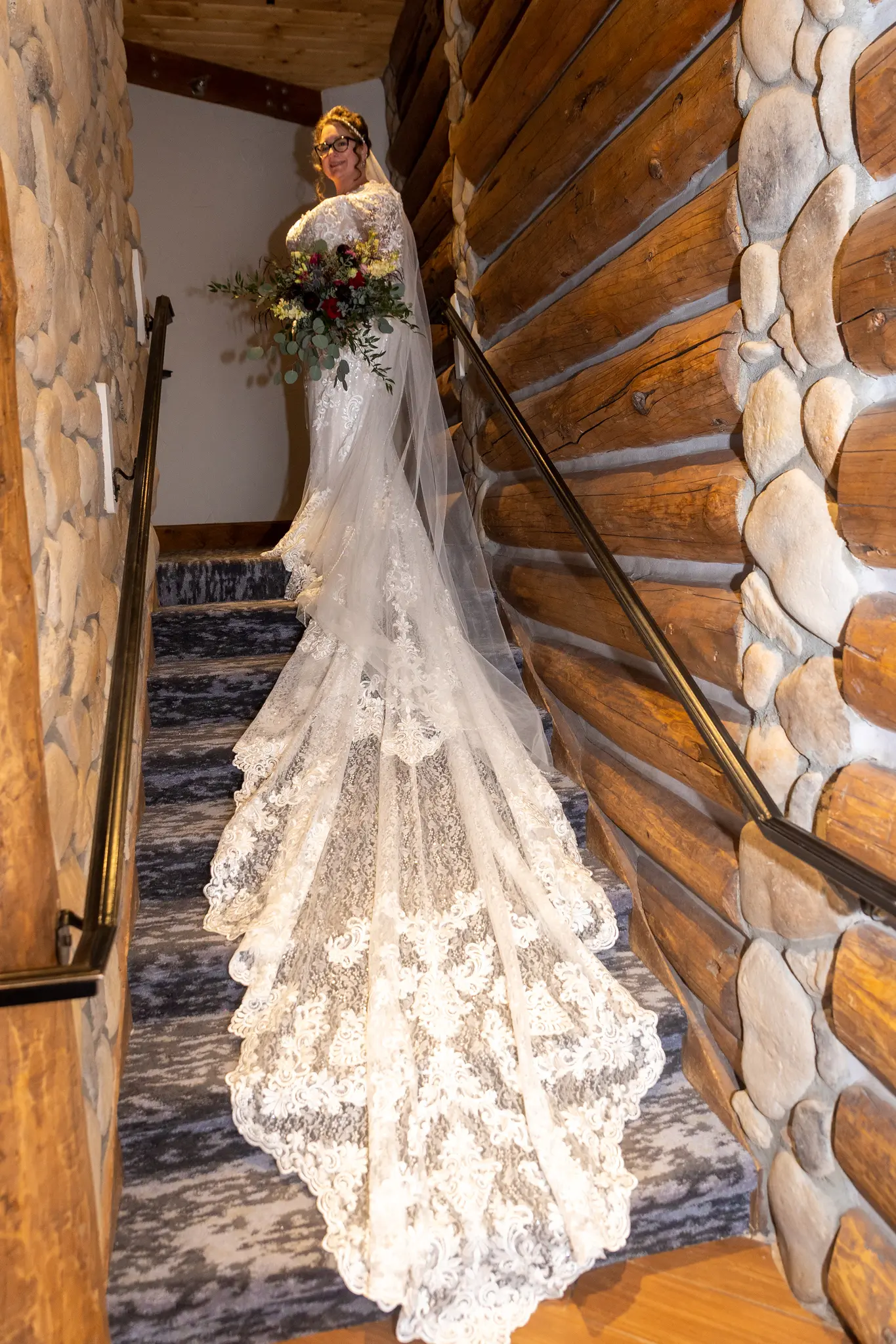 Bride In Lace Winter Wedding Dress Called Edison By Maggie Sottero