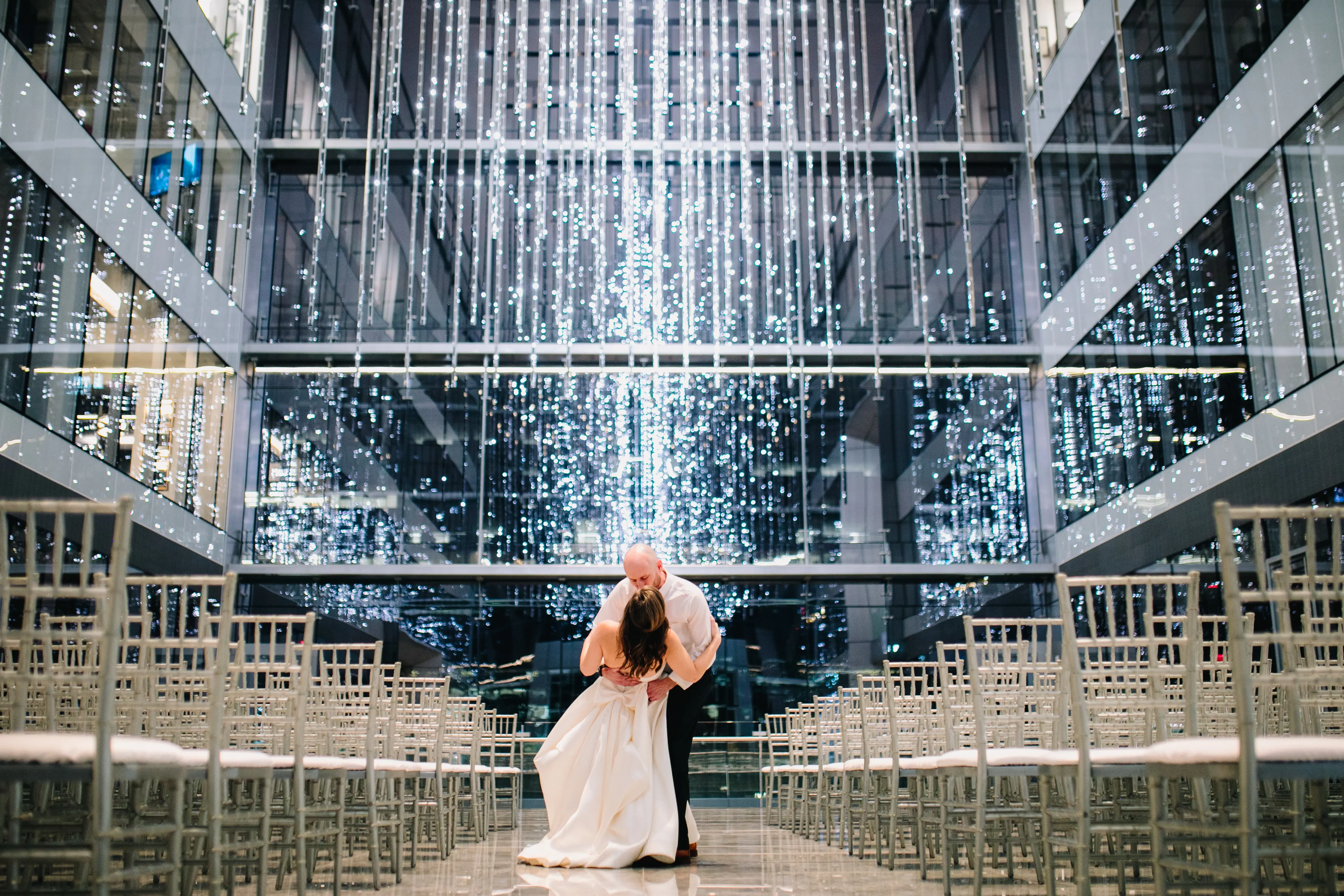 Bride In Satin Ballgown Selena Maggie Sottero WIth Groom