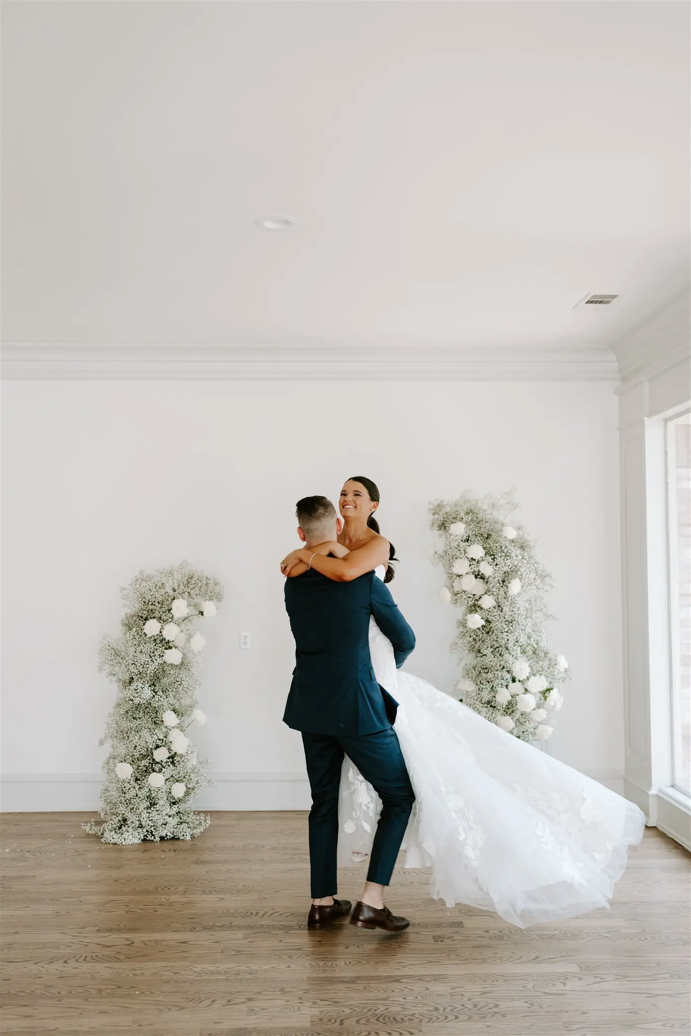 Bride In Floral Mermaid Hattie Rebecca Ingram With Groom