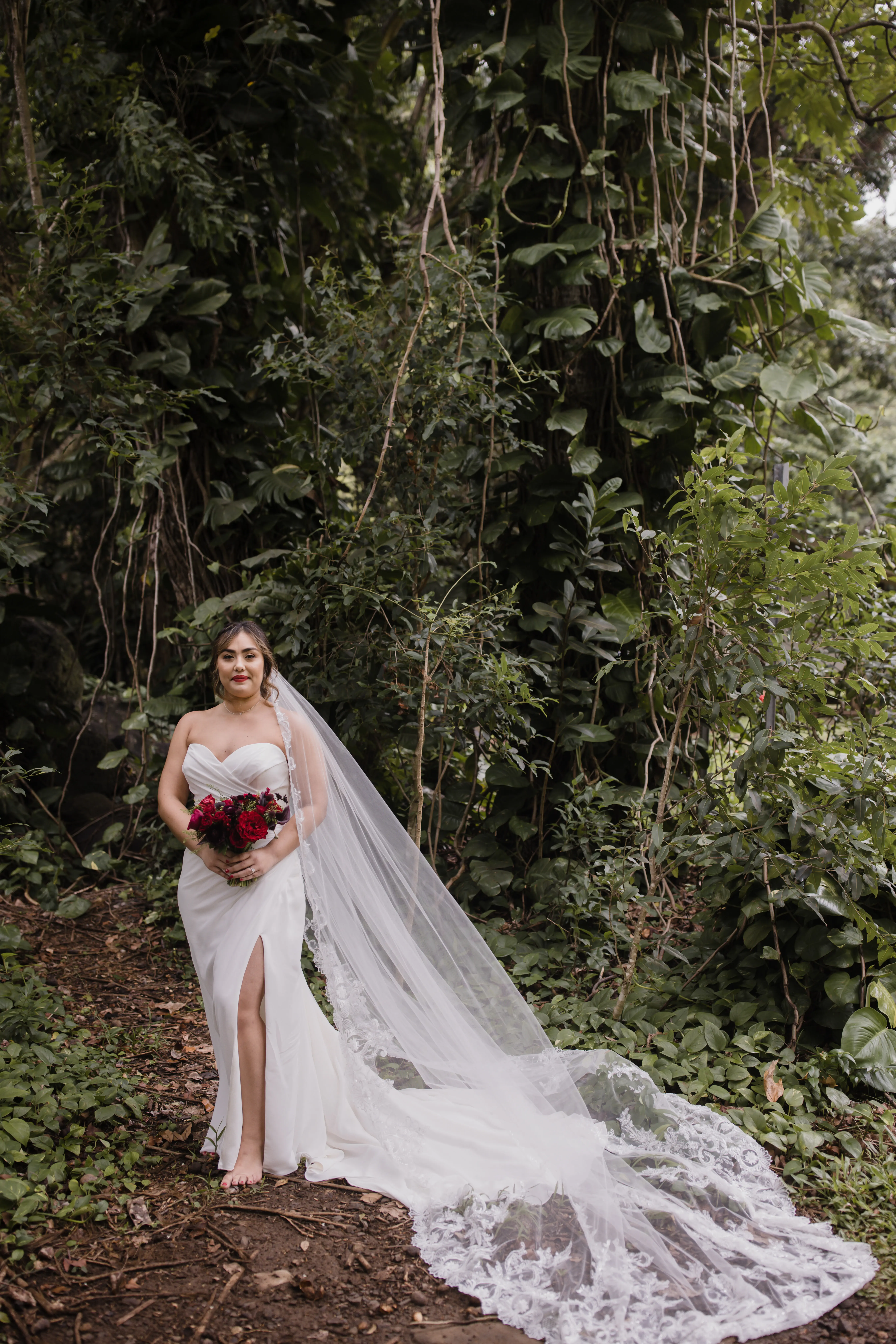 Bride On Beach With Groom In Strapless Wedding Dress Called Monaco By Maggie Sottero