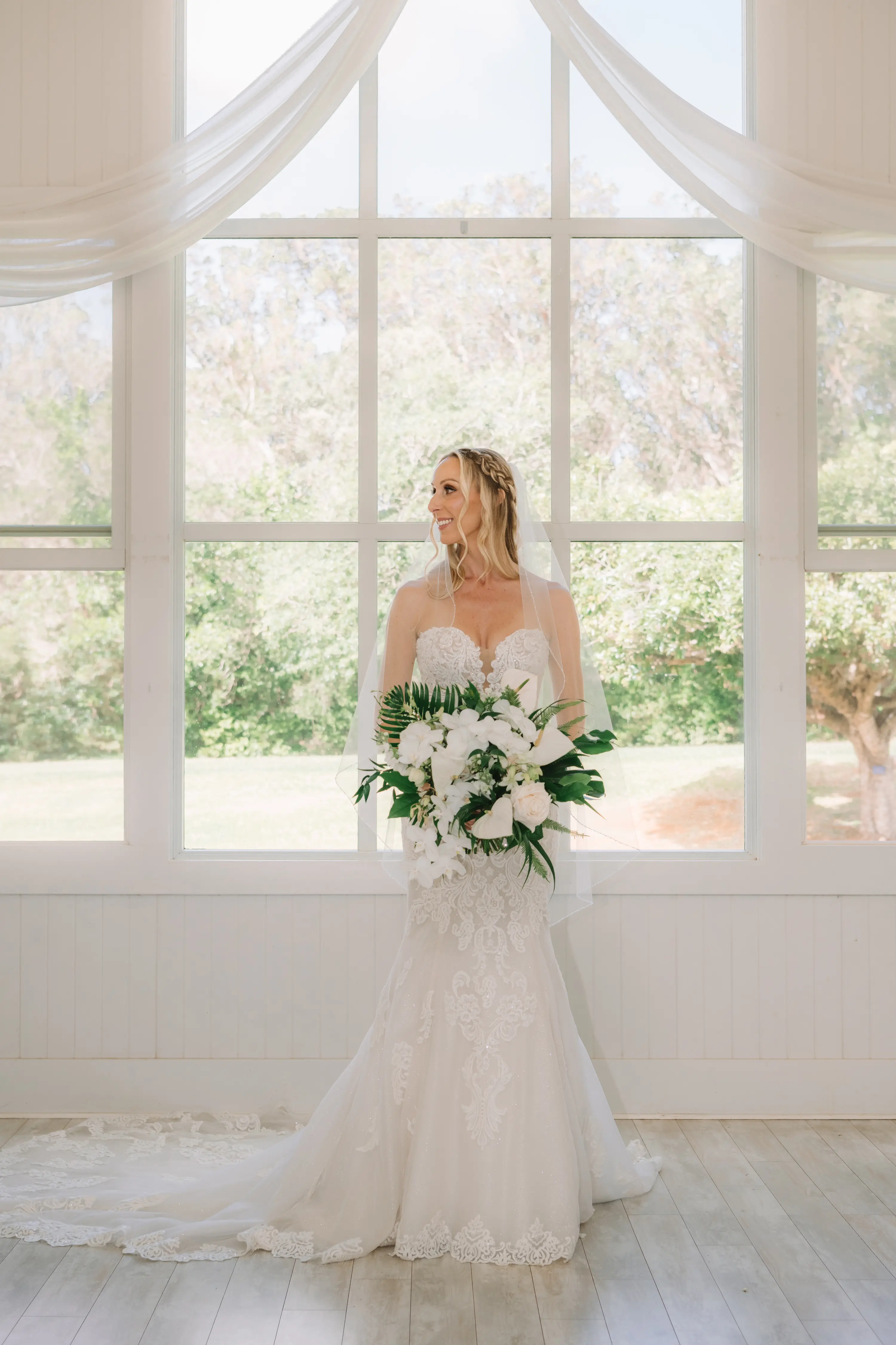 Bride In Beach Fit-And-Flare Wedding Dress Called Fiona By Maggie Sottero