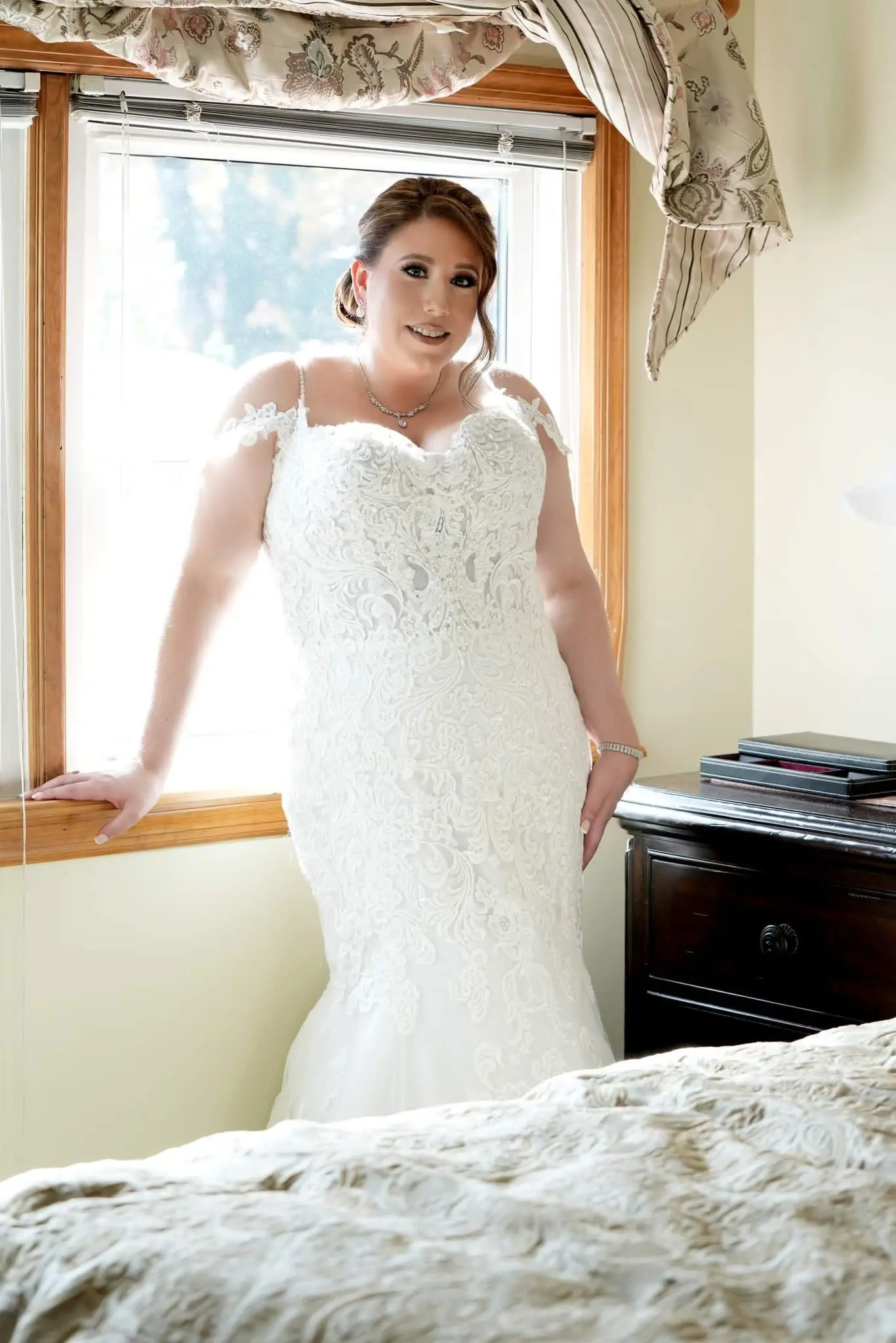 Bride wearing Fiona wedding dress by Maggie Sottero