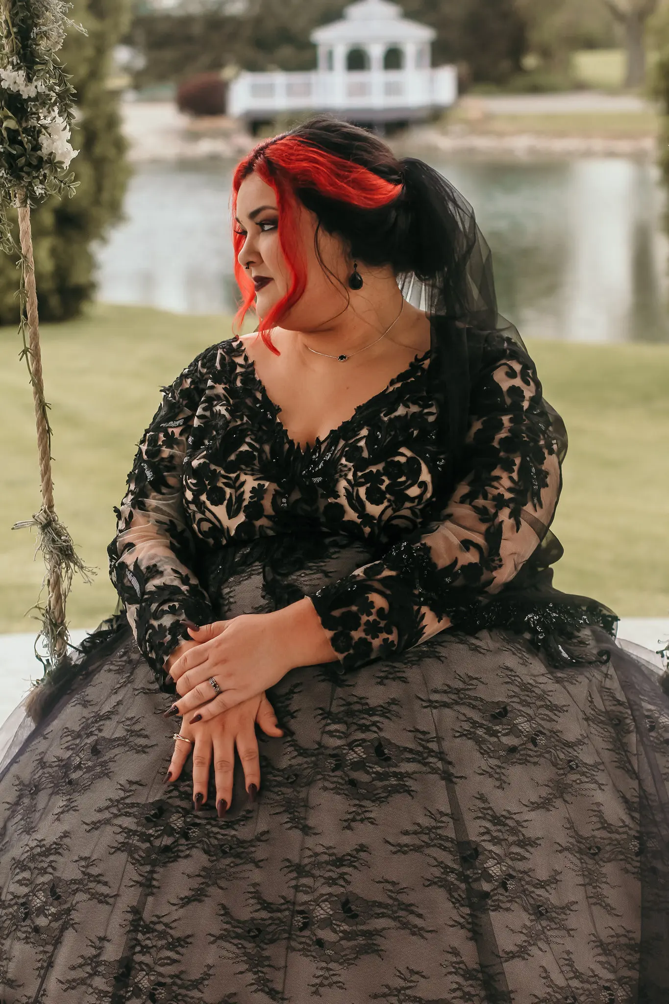 Bride In Chic Black Long Sleeve Wedding Dress Called Zander By Sottero And Midgley