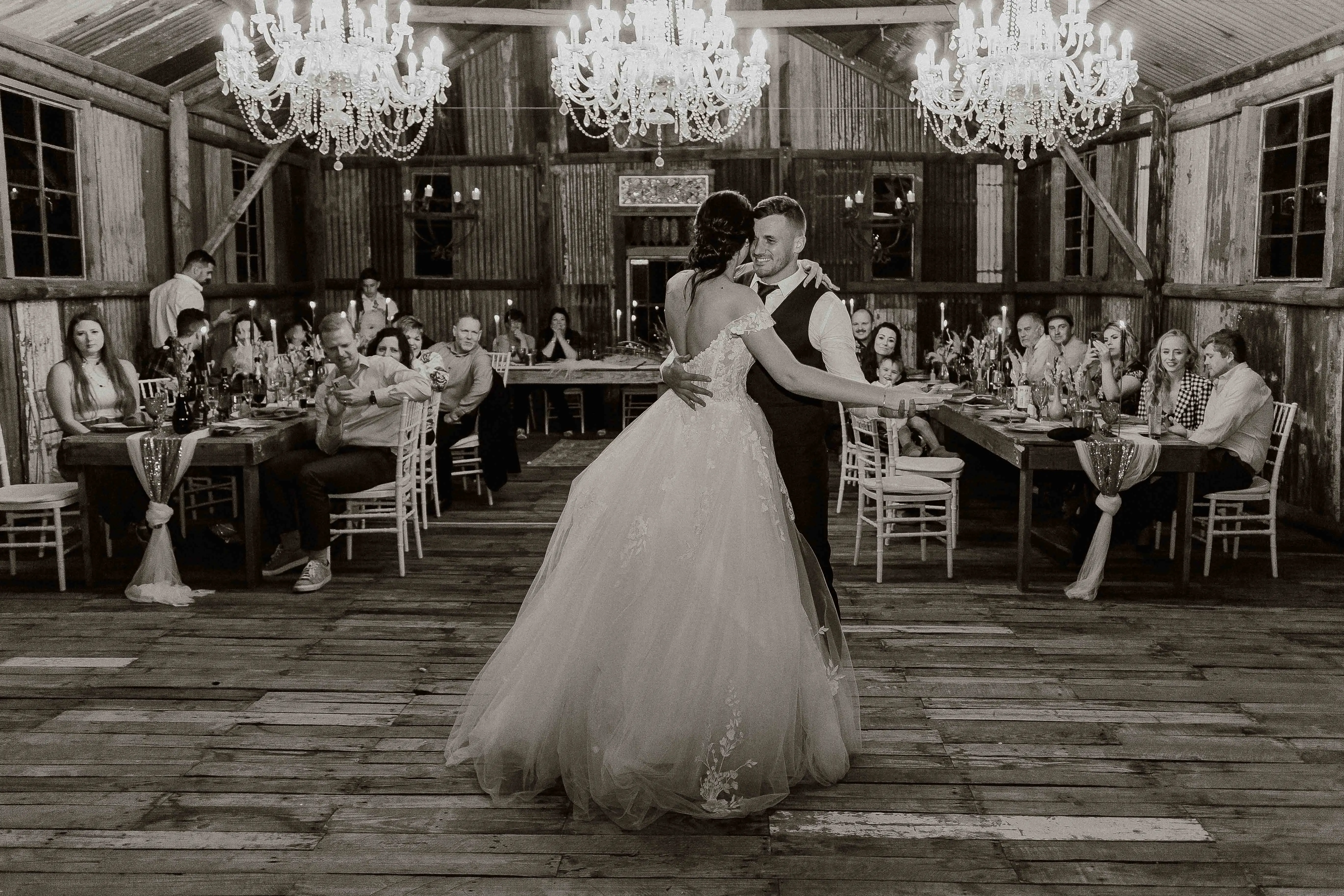 Bride In Lace Wedding Dress Called Harlem By Maggie Sottero With Groom