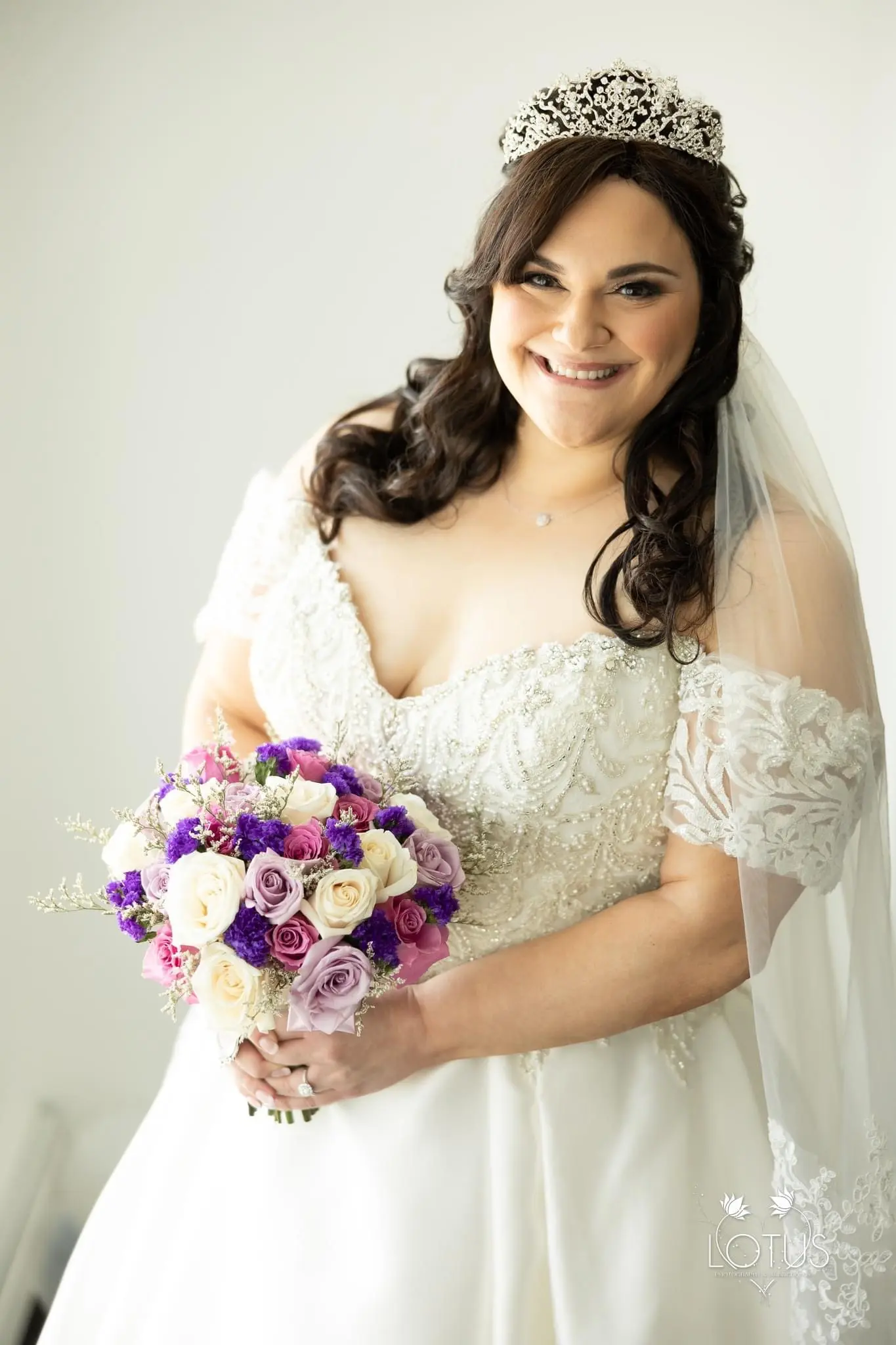 Bride in Satin Ball Gown Wedding Dress Featuring Decadent Beaded Lace Bodice, Kimora by Sottero & Midgley
