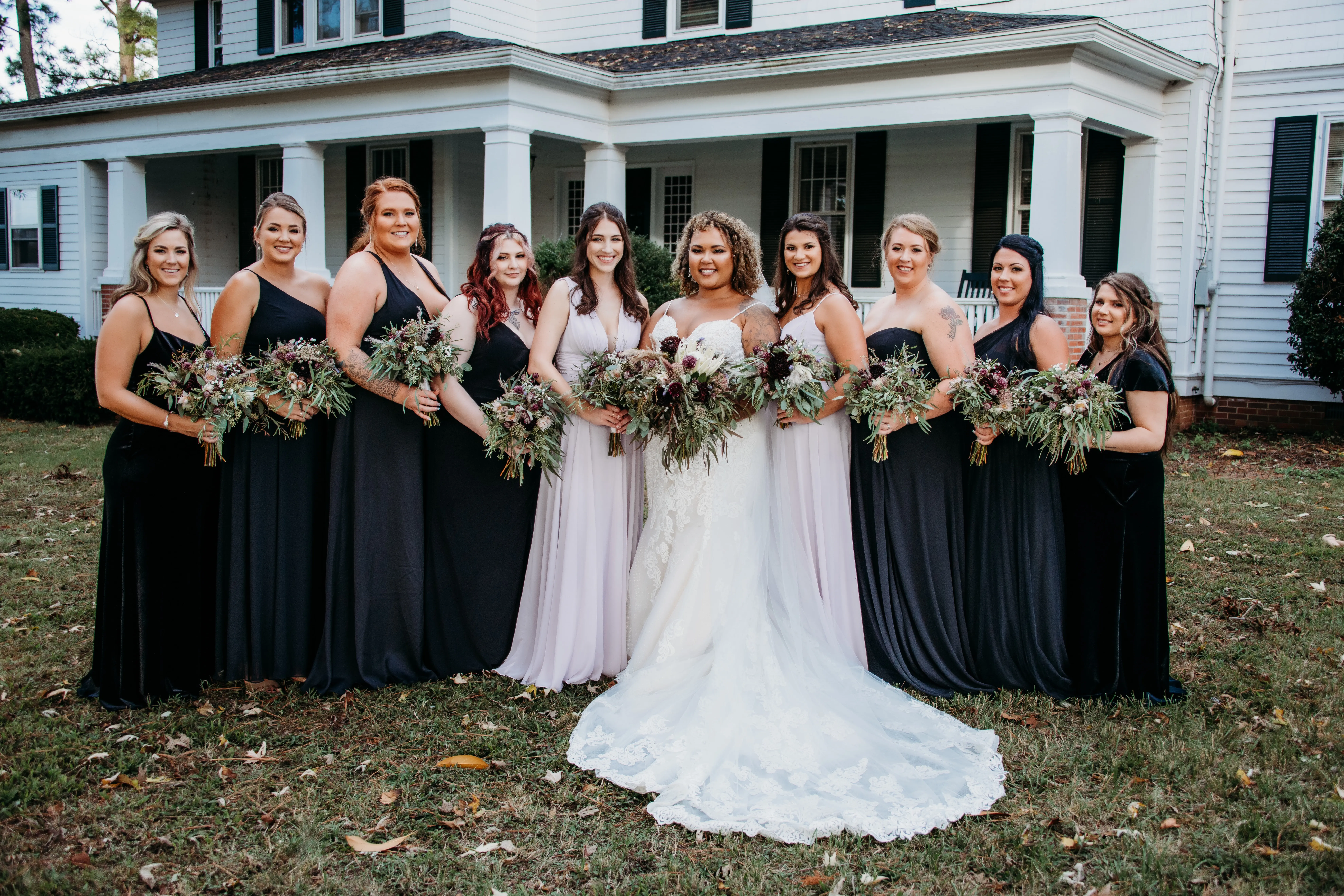 Real Bride in Breaded Sparkly Lace Fit-and-Flare Dress with Scalloped Illusion Lace Train Called Fiona by Maggie Sottero