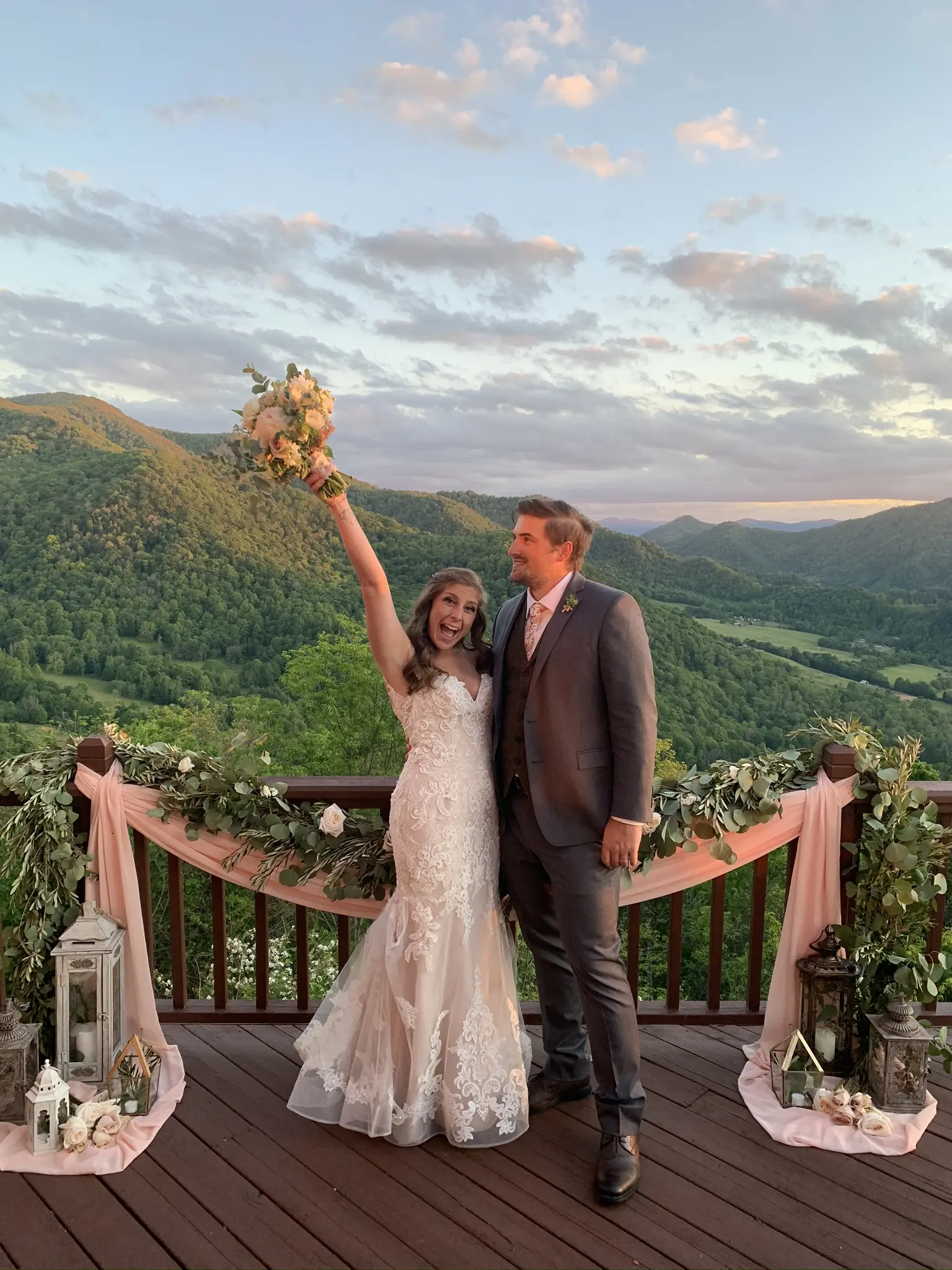 Groom With Bride Wearing Sheath Lace Wedding Dress Called Glorietta By Maggie Sottero