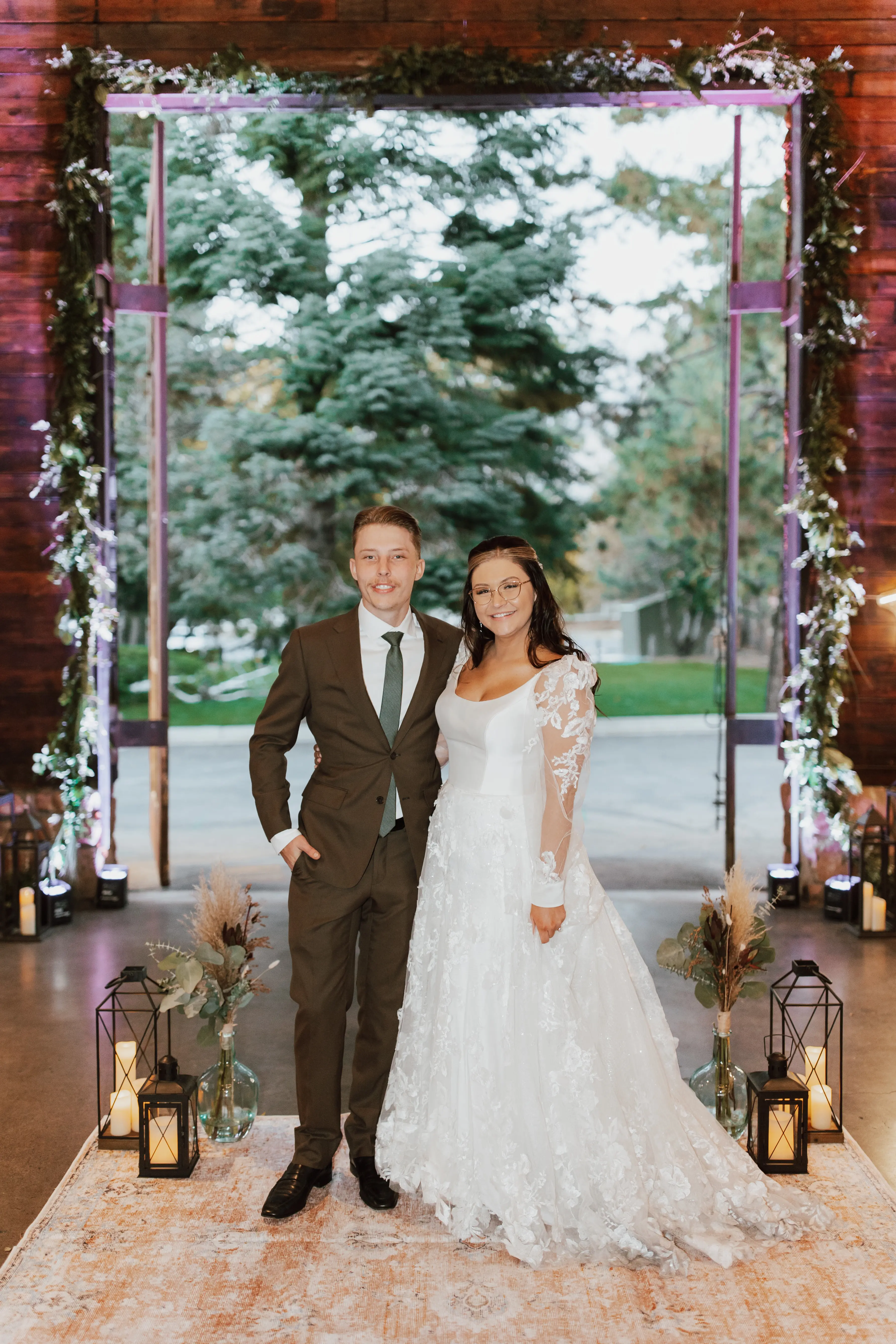Groom And Bride Wearing Sparkly Modern Ball Gown Wedding Dress With A Mikado Bodice Called Greer By Maggie Sottero