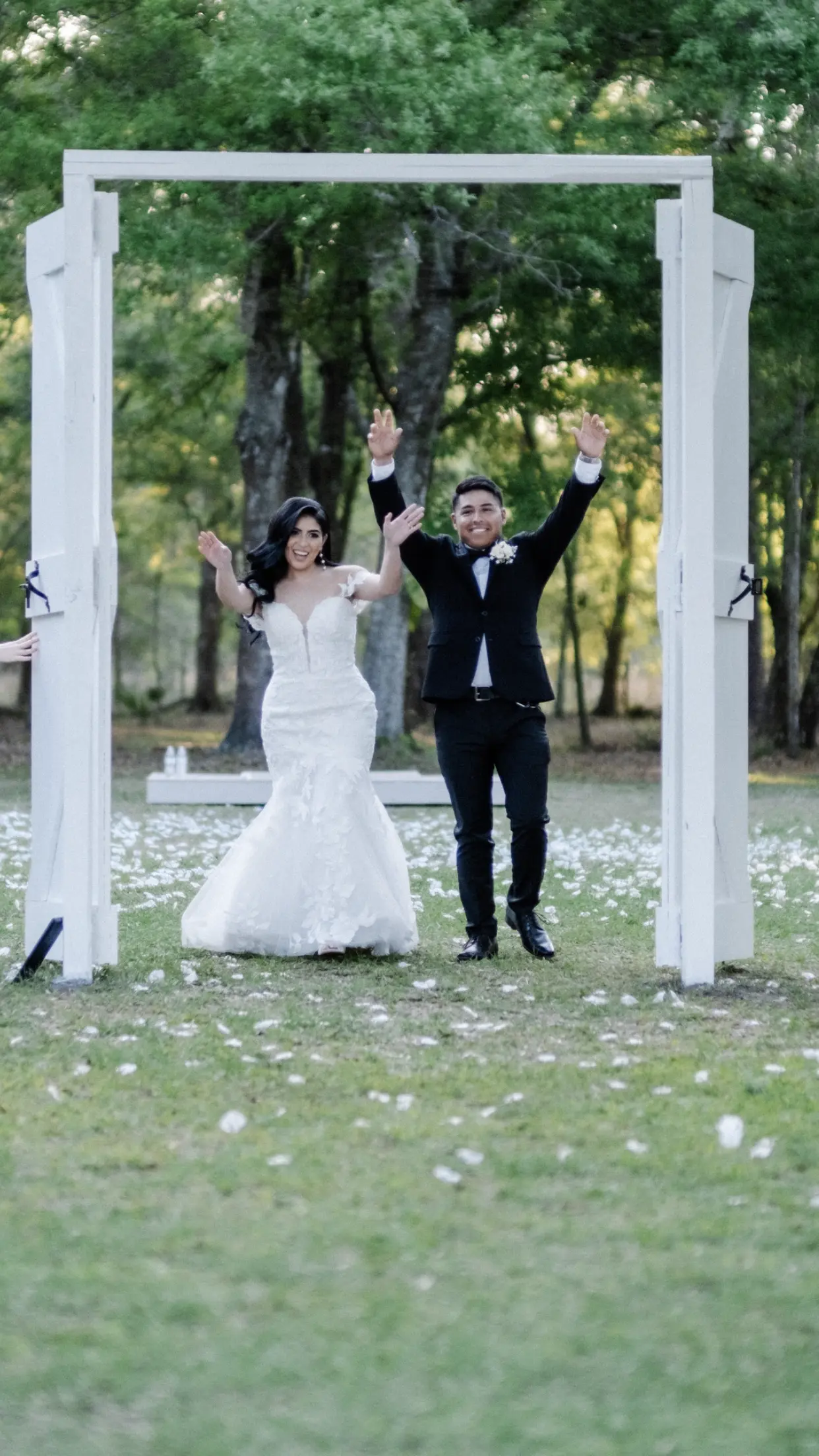 Bride In Lace Mermaid Wedding Dress Called Hattie By Rebecca Ingram With Groom