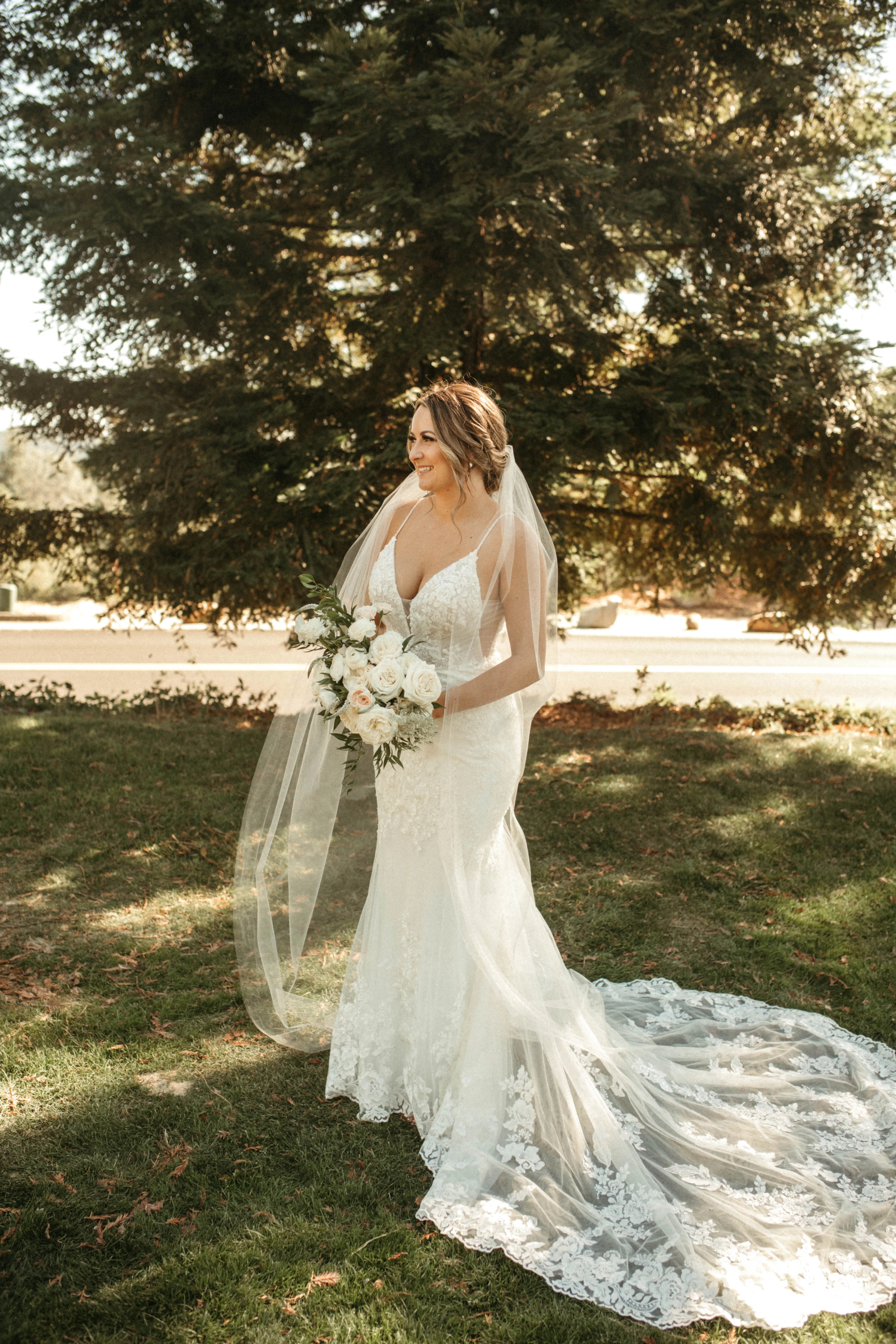 Bride Wearing Sparkly Lace Fit-And-Flare Fontaine By Maggie Sottero