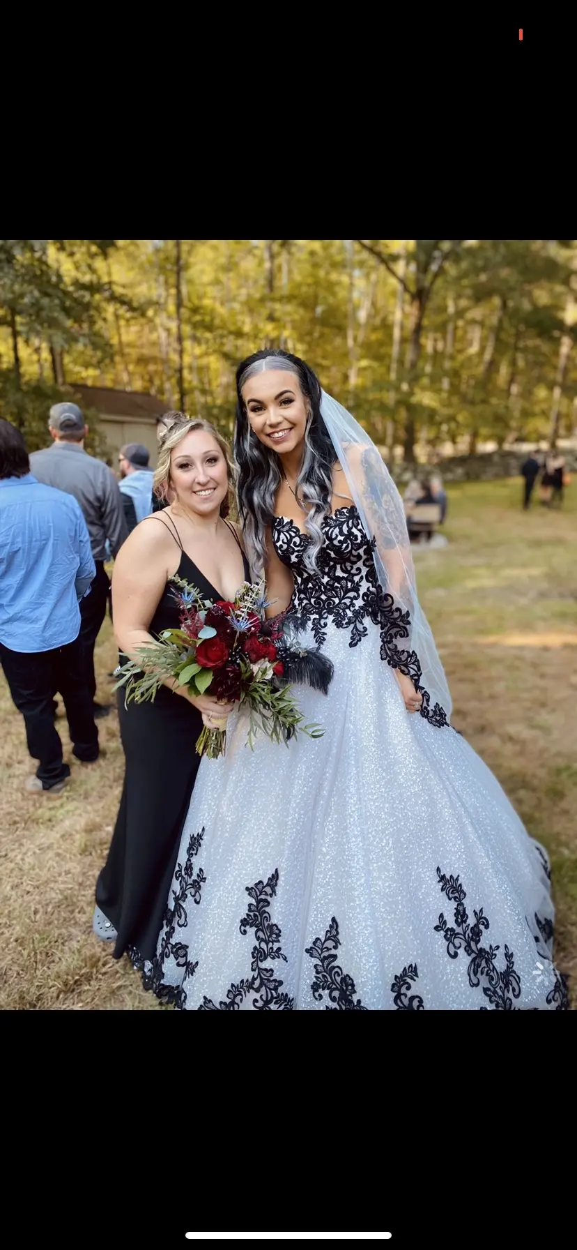 Bride Wearing Ball Gown With Black Lace Tristyn By Maggie Sottero