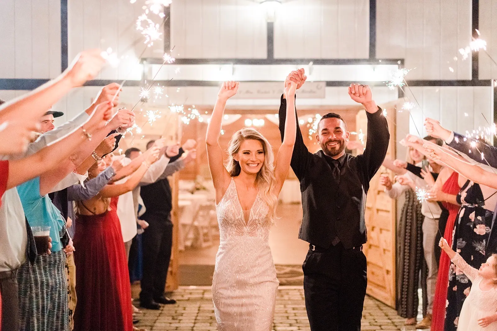 Groom With Bride Wearing Form Fitting Art Deco Wedding Dress Elaine By Maggie Sottero