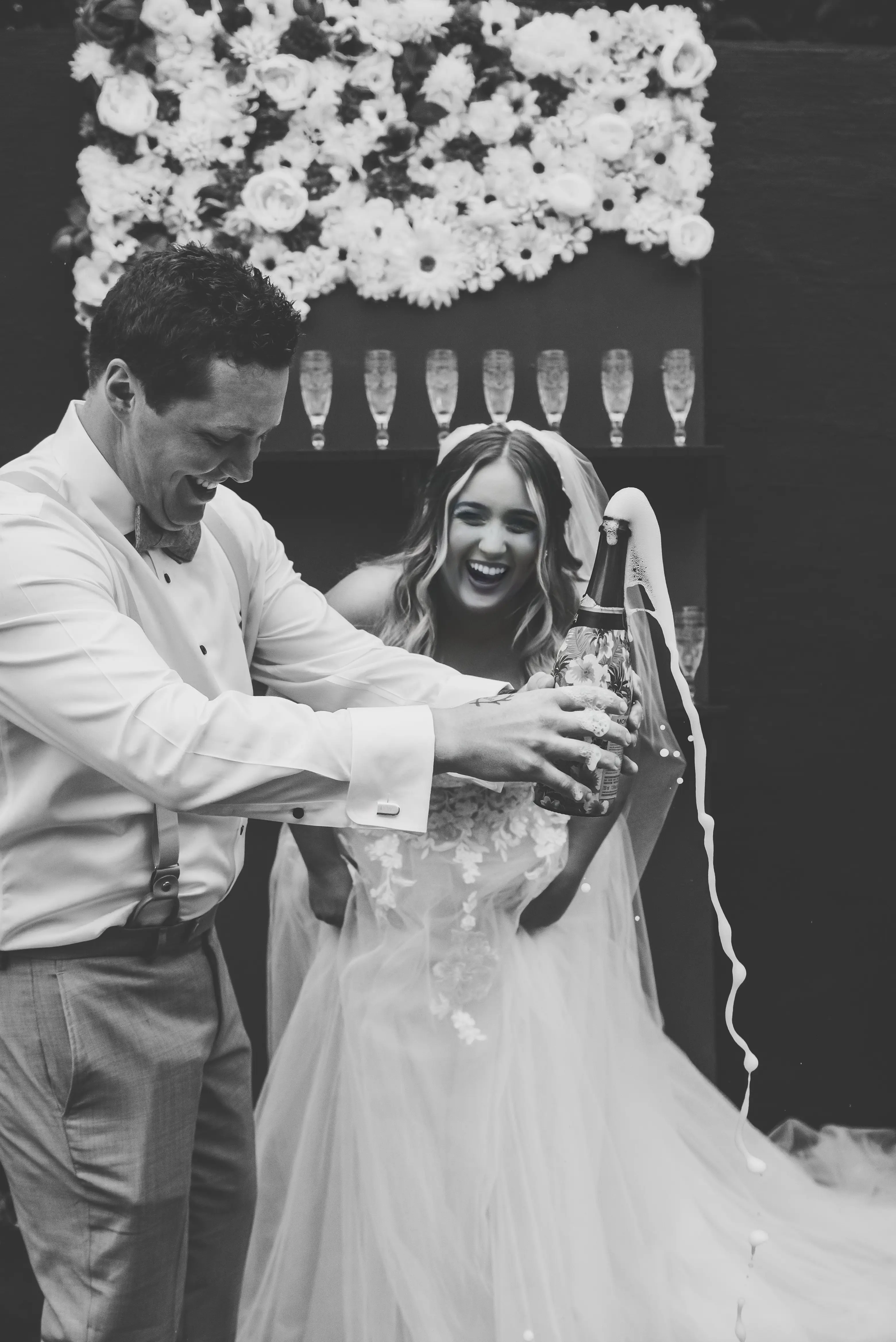 Groom With Bride Wearing Princess Lace Wedding Dress Stevie By Maggie Sottero
