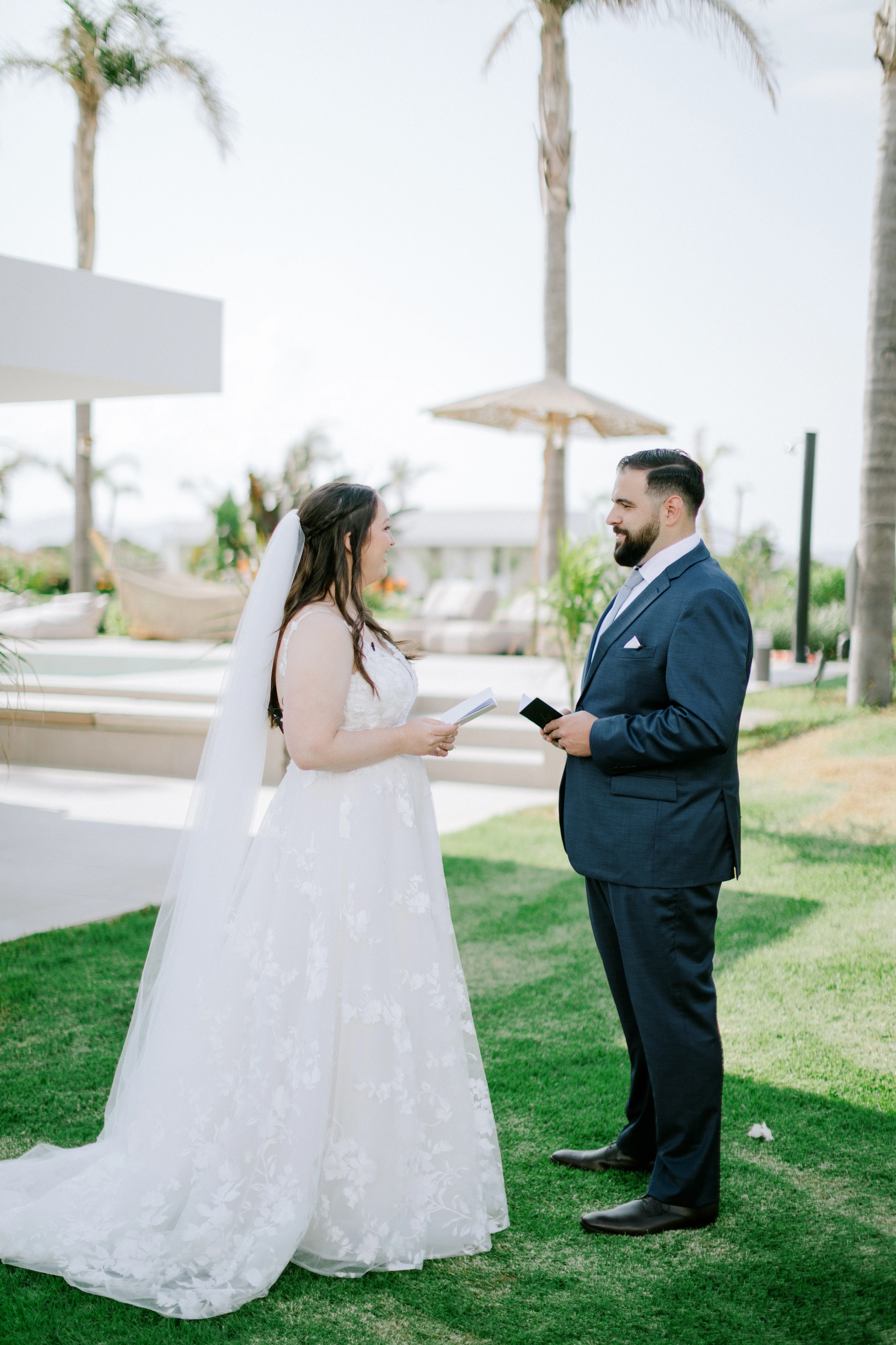 Bride In Lace A-line Winter Maggie Sottero With Groom