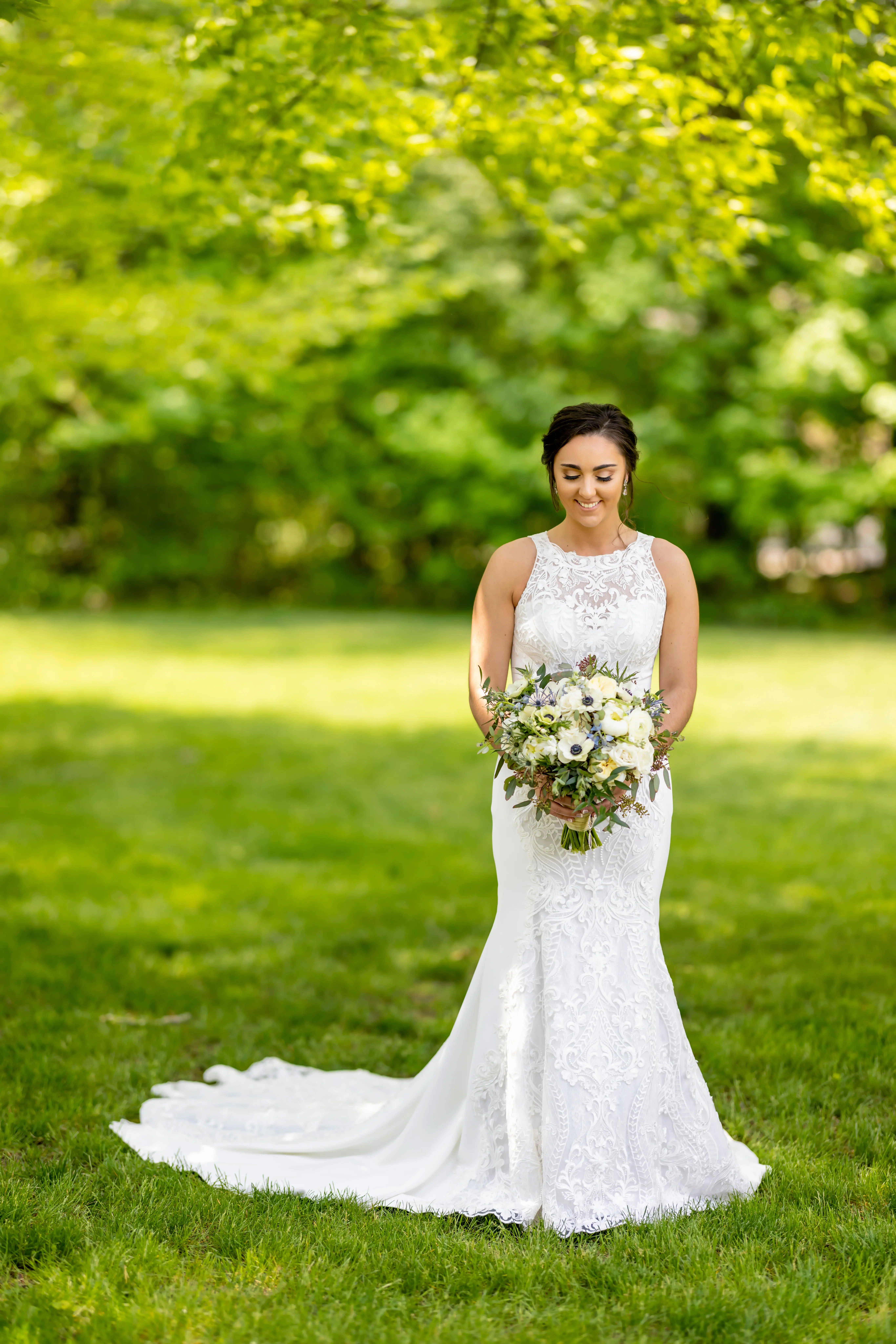 Bride Wearing Lace Halter Wedding Dress Kevyn By Sottero And Midgley