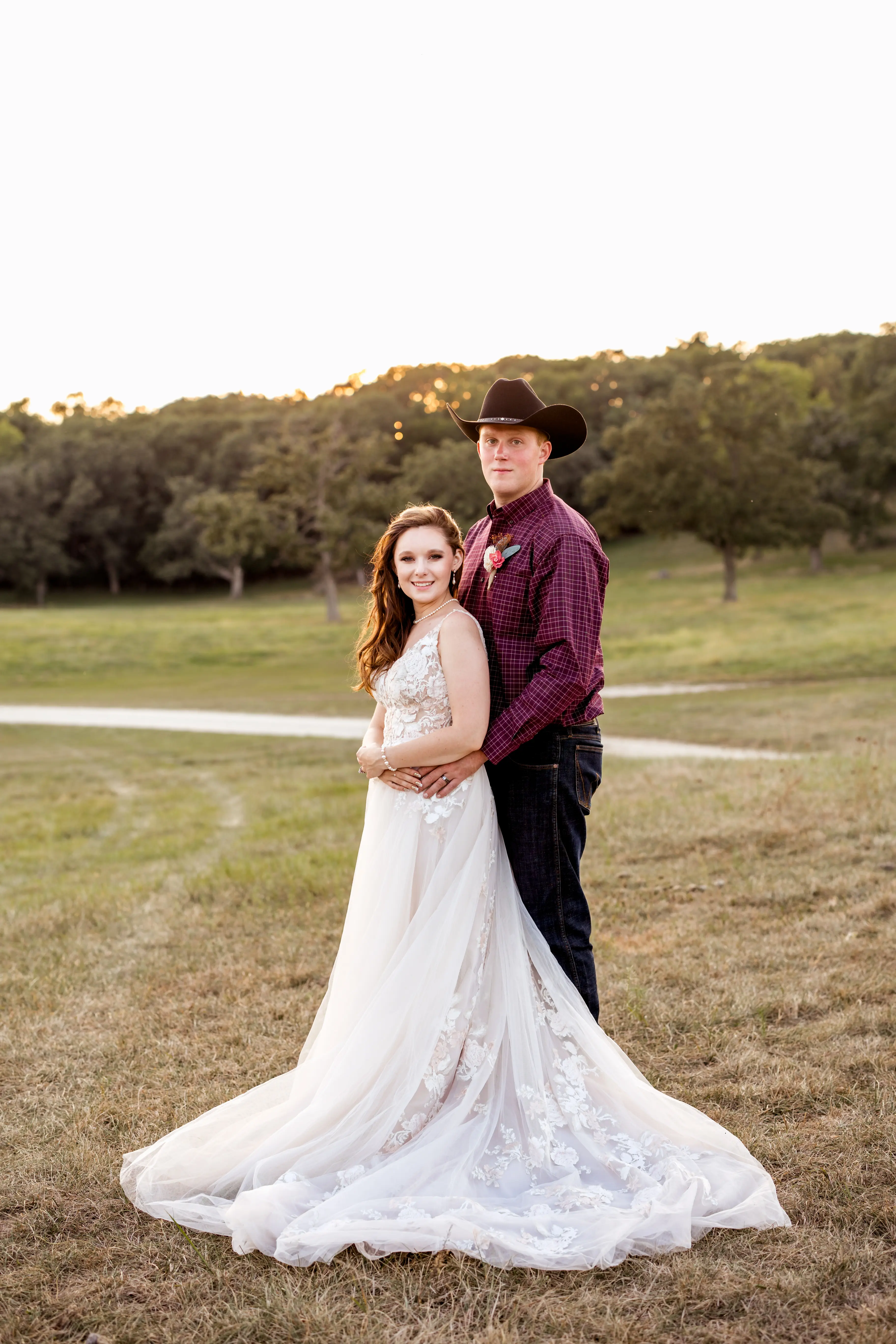 Bride In A-line V-Neckline Minerva Rebecca Ingram With Groom