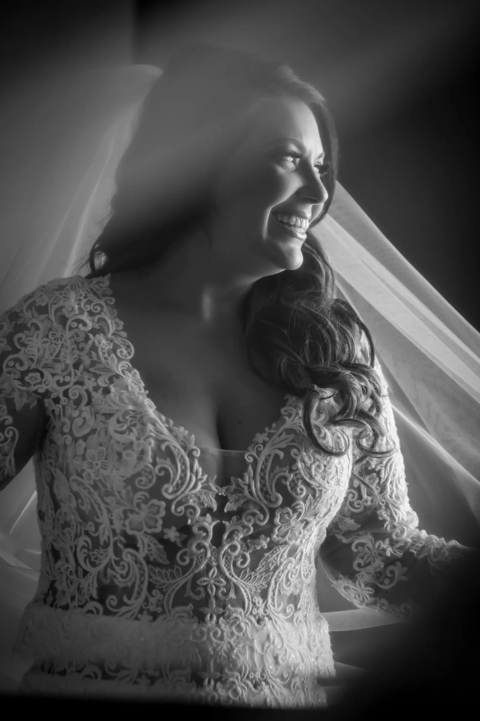 Bride Wearing Long Sleeve Sheath Wedding Dress Althea By Maggie Sottero