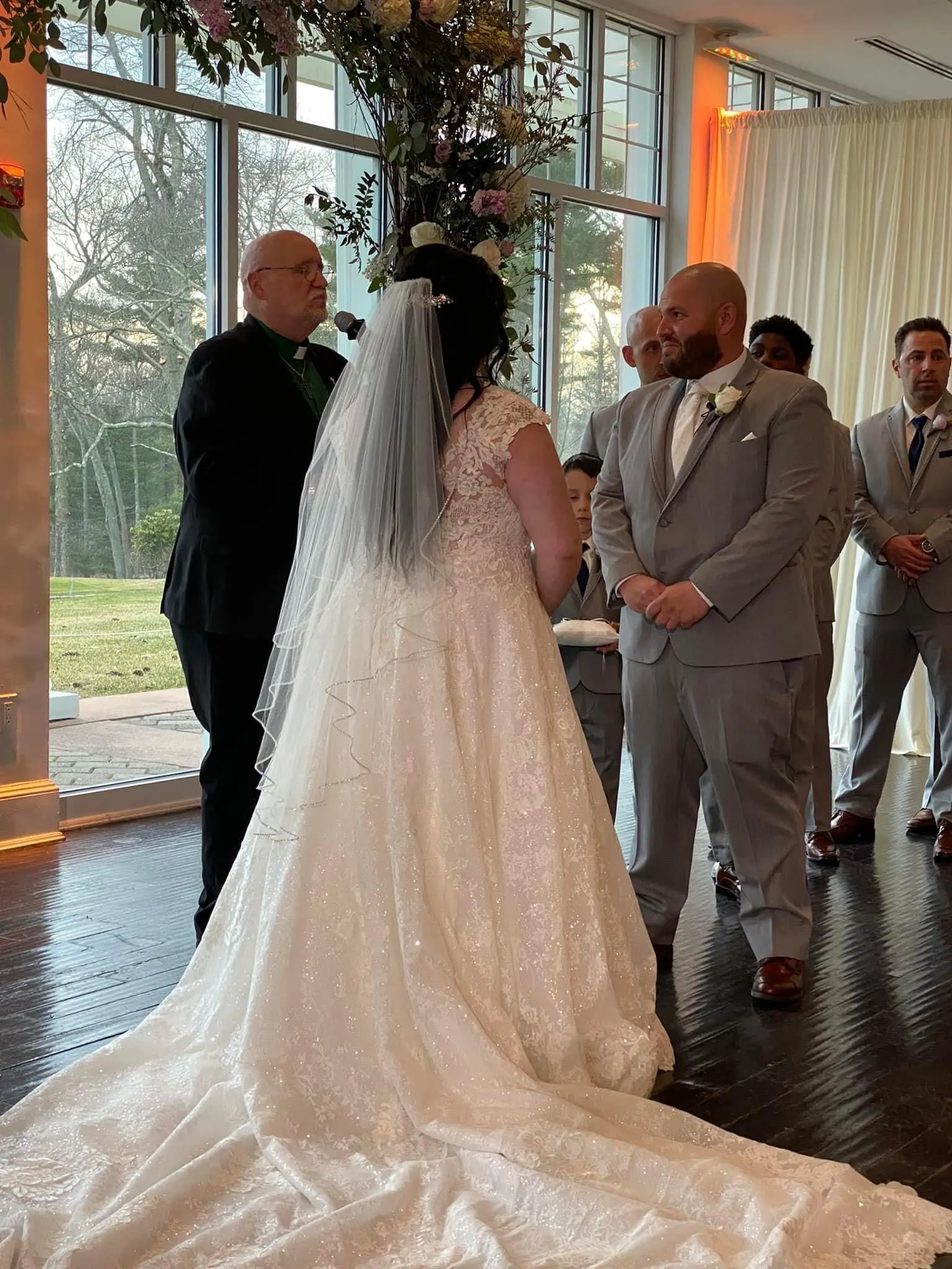 Bride Wearing Lace Ballgown Wedding Dress Called Kiernan By Sottero And Midgley At The Ceremony