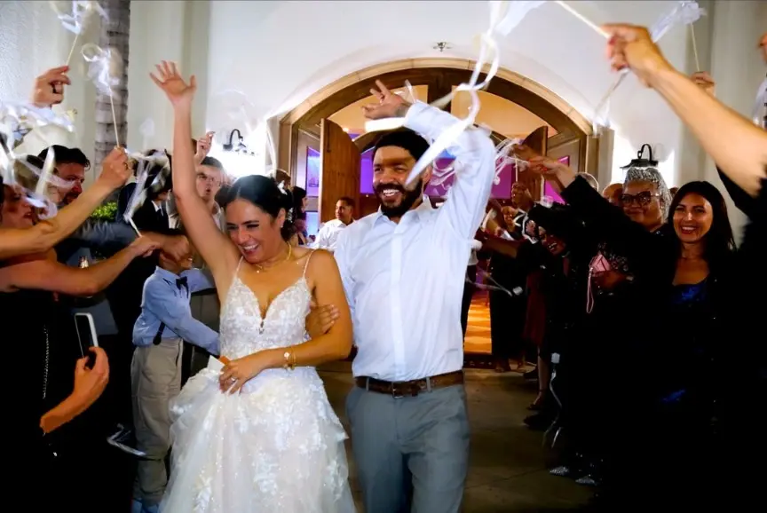 Bride In Floral A-line Laramie Sottero Midgley With Guests