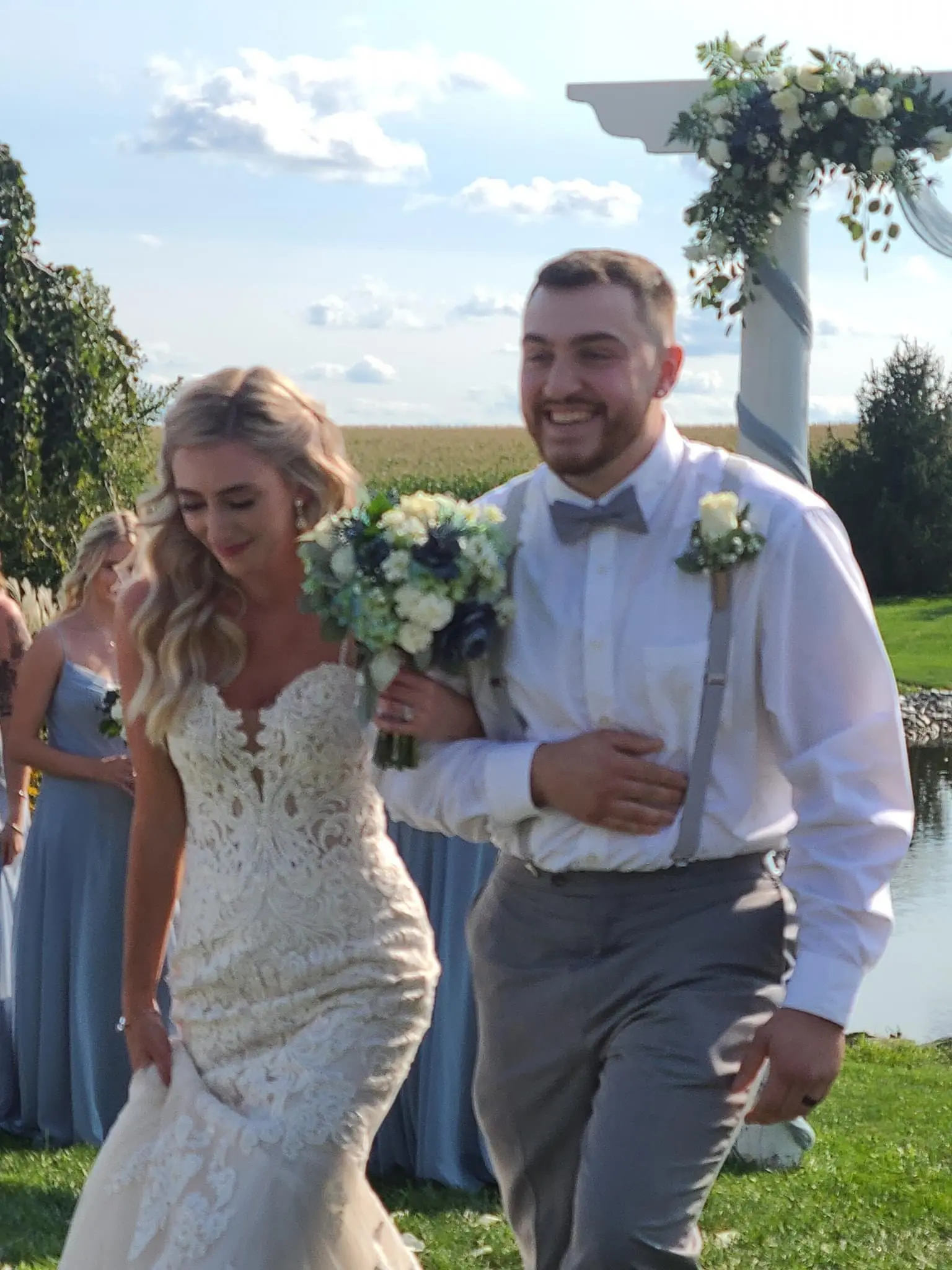 Groom With Bride Wearing Sparkly Lace Fit-And-Flare Fiona By Maggie Sottero