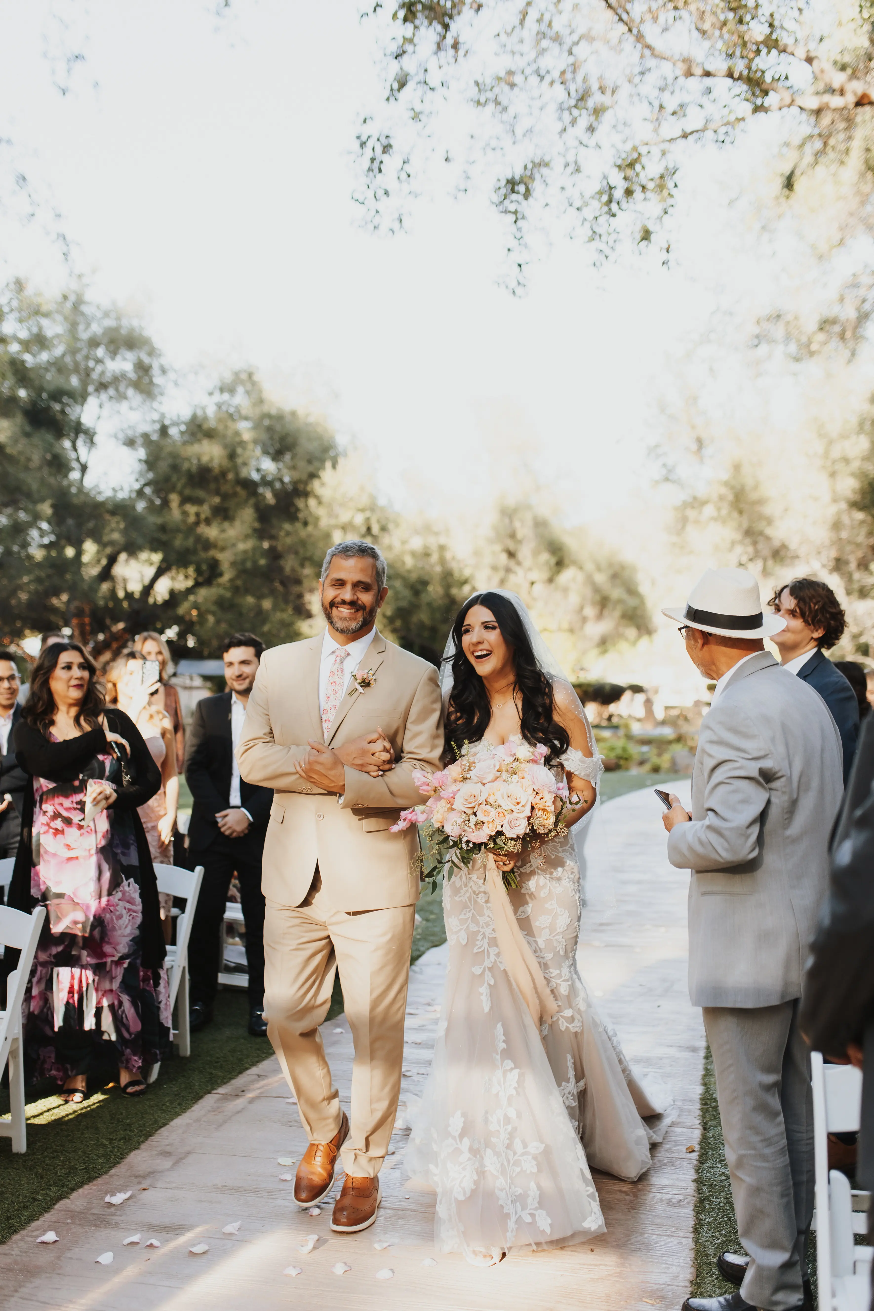 Bride In lace Wedding Dress Called Ivy By Maggie Sottero With Father Of The Bride Walking Down Wedding Aisle