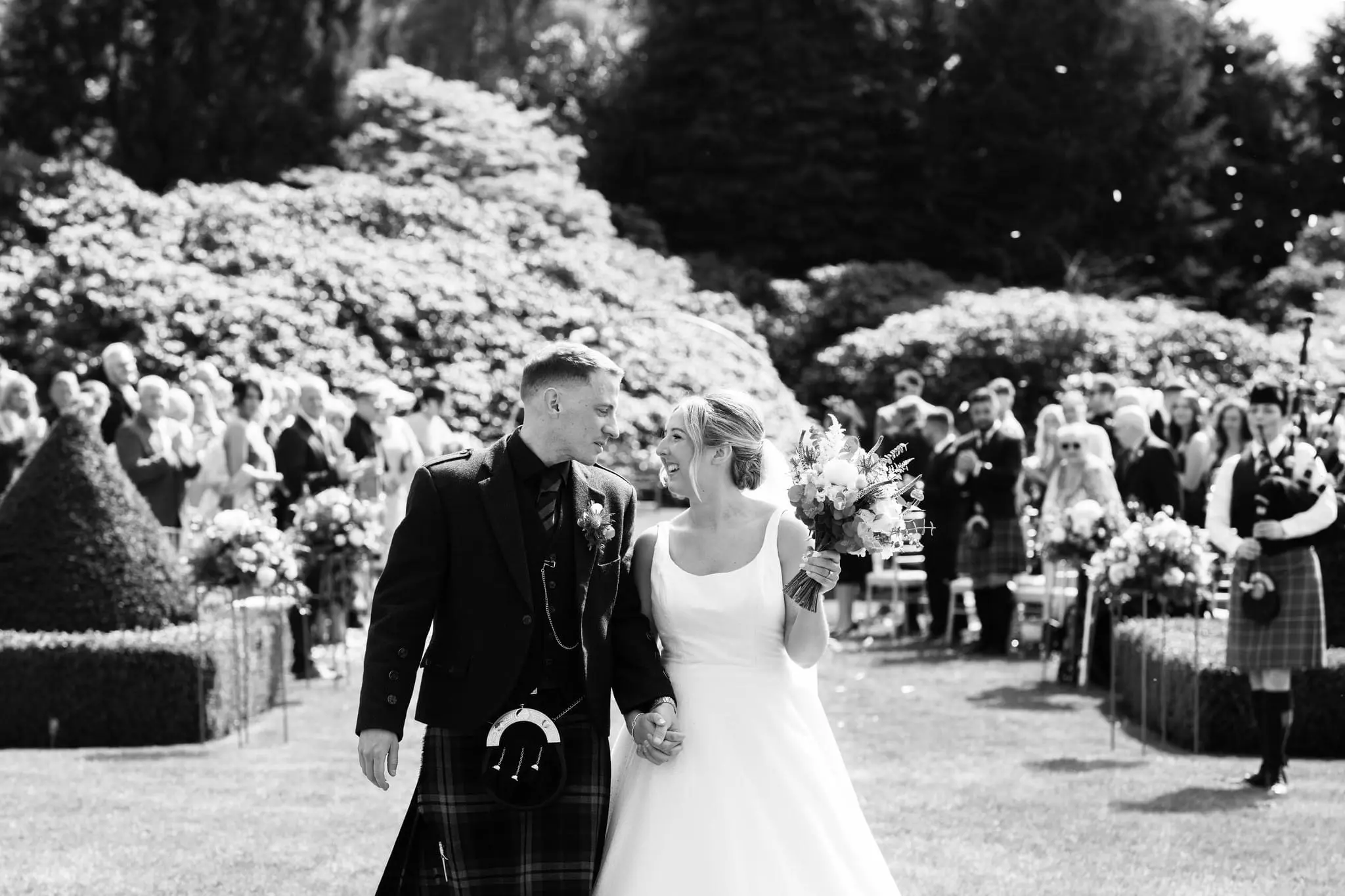 Bride In Sparkle Tulle Square Back Symphony Maggie Sottero With Groom