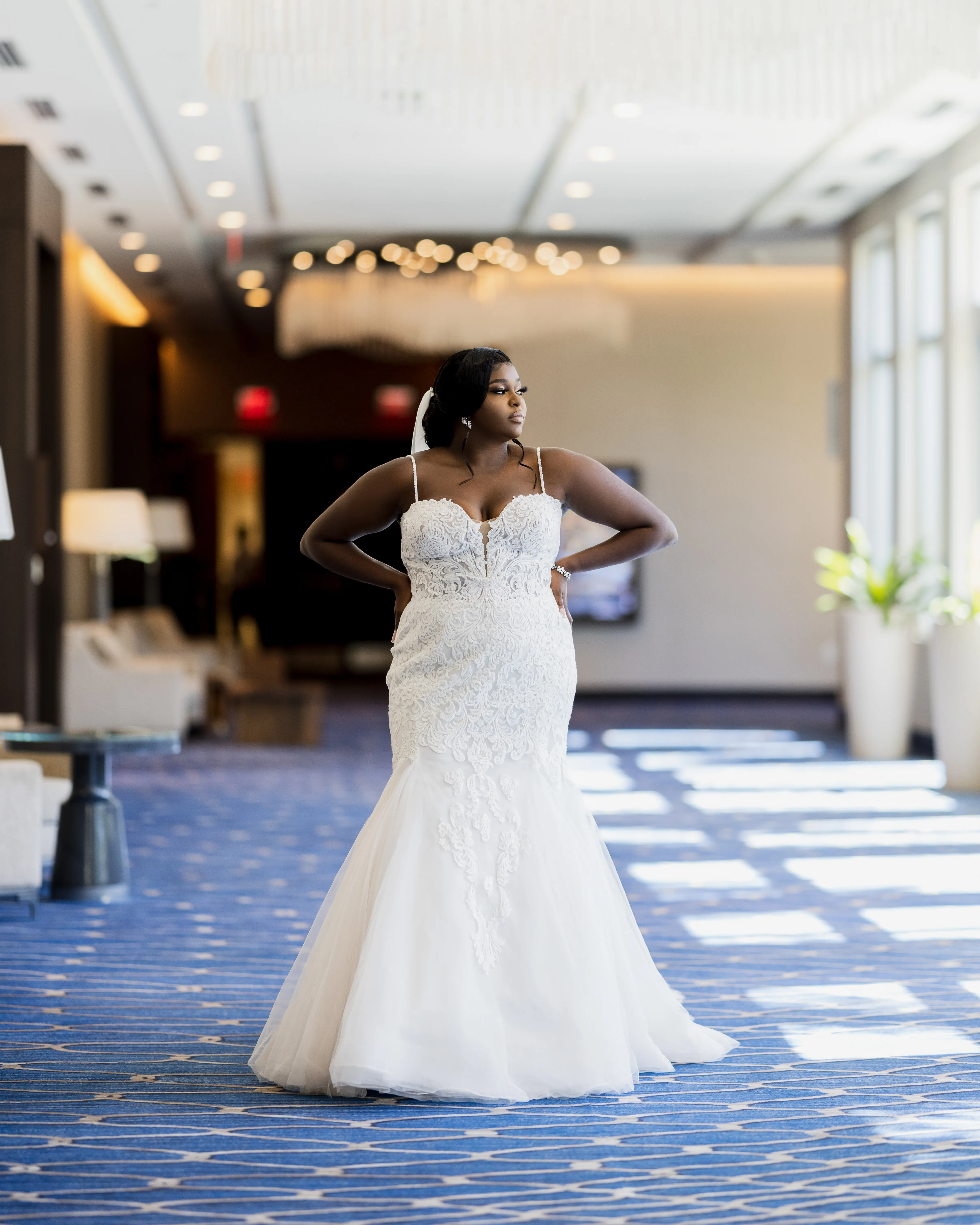 Bride Wearing Fit And Flare Wedding Dress With Lace Alistaire Lynette By Maggie Sottero