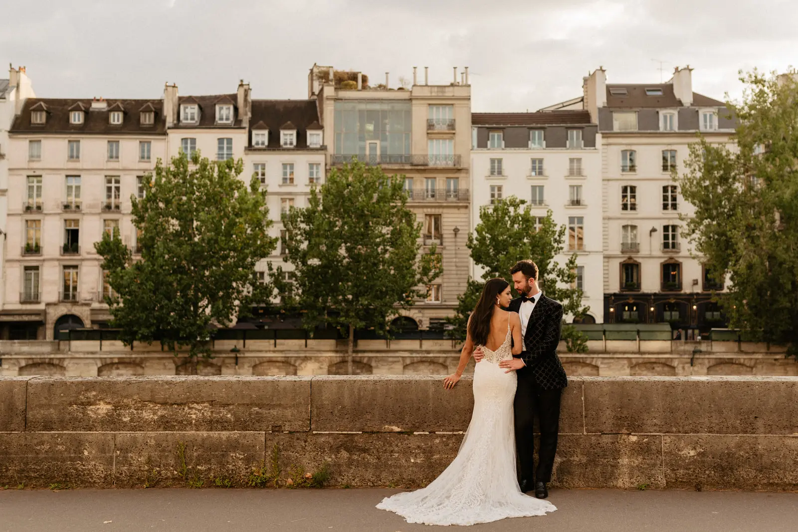Groom Posing With Bride In Beaded Lace Sheath Bridal Gown Called Barrett By Sottero And Midgley
