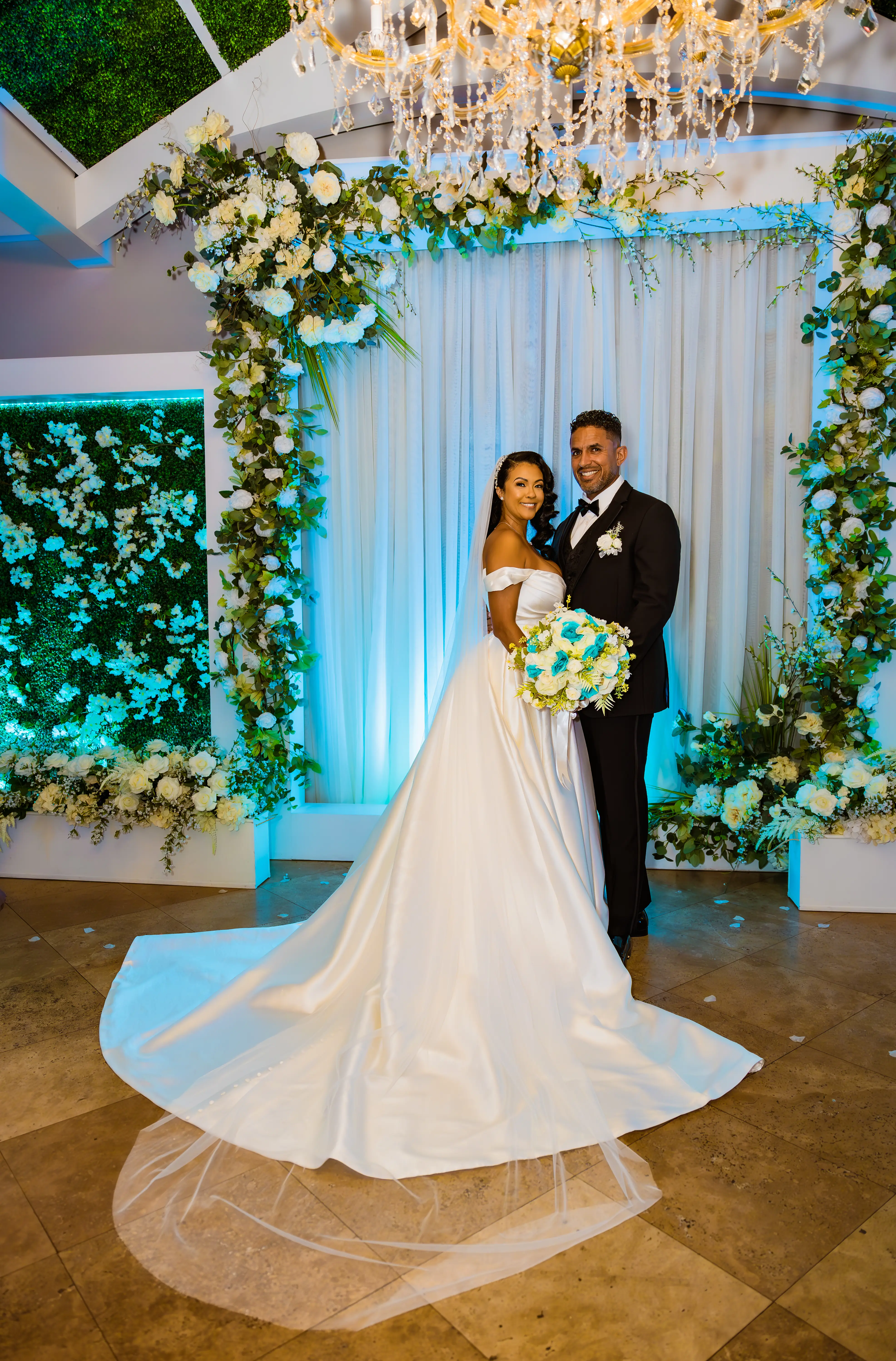 Bride wearing Zinaida by Maggie Sottero with her husband
