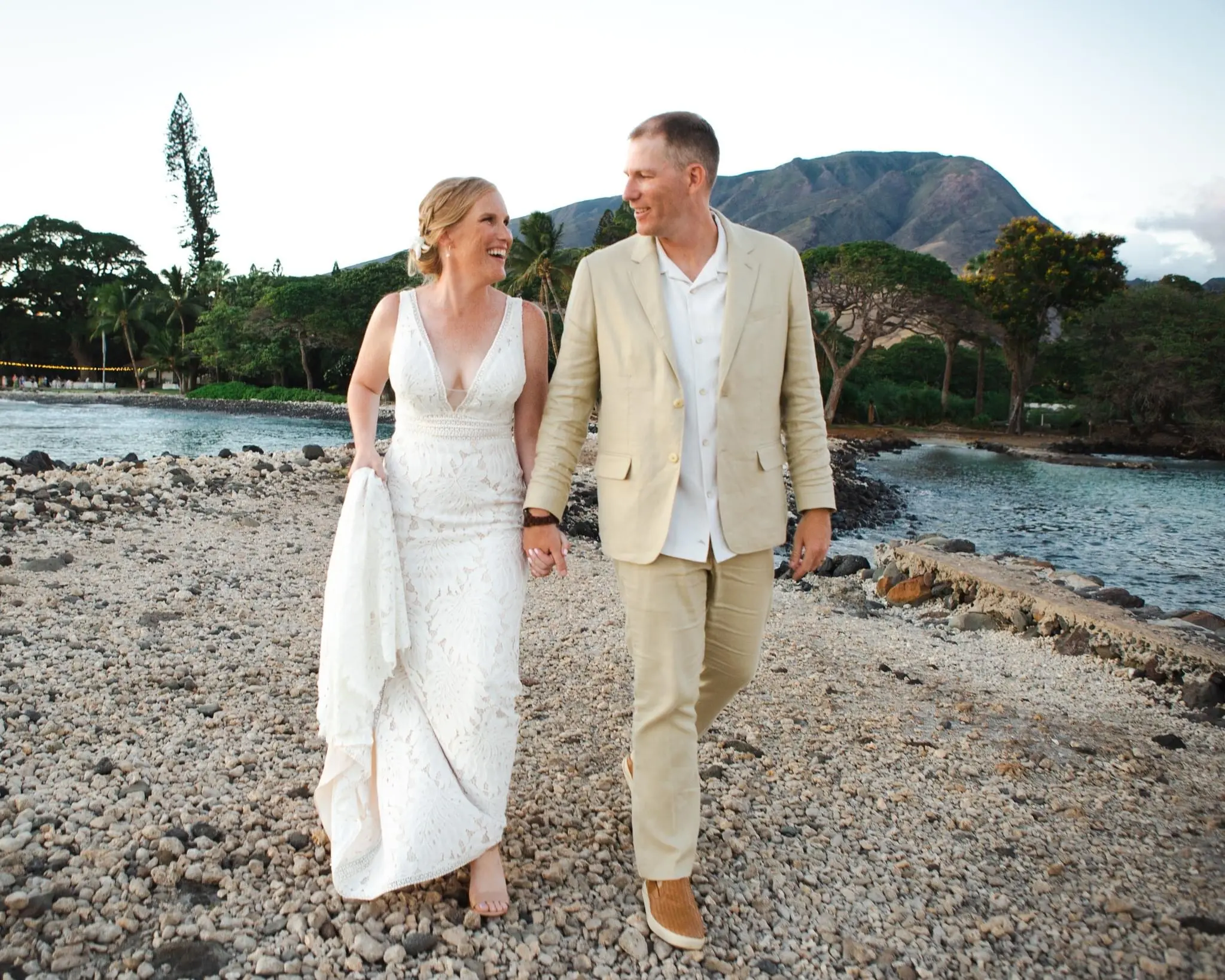 Real Bride in Boho Oversized Floral Lace Wedding Dress with Deep V-Neckline and Pearl Buttons Called Burke by Maggie Sottero