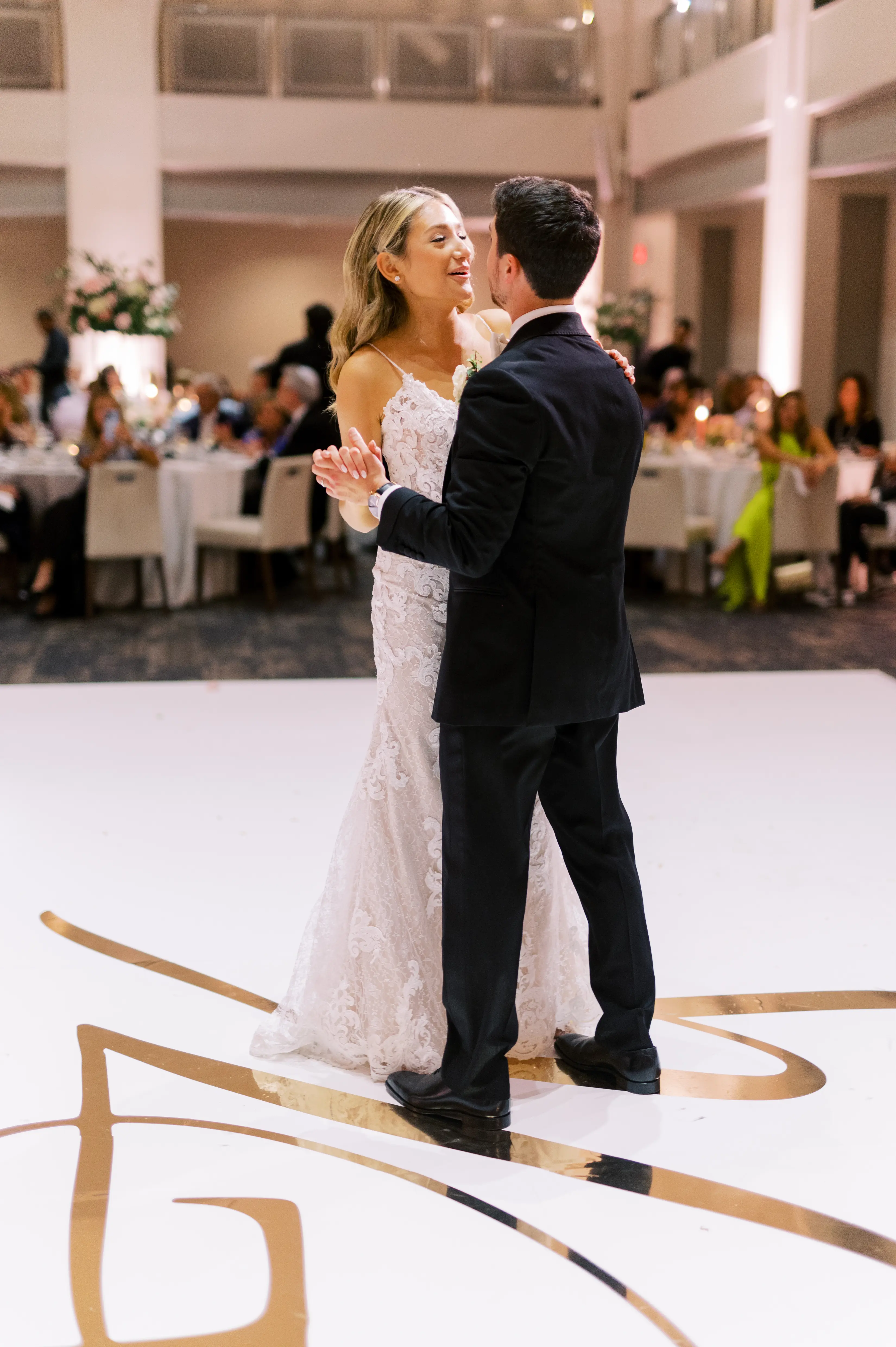 Groom With Bride Wearing Lace Sheath Wedding Dress Tuscany Lynette By Maggie Sottero