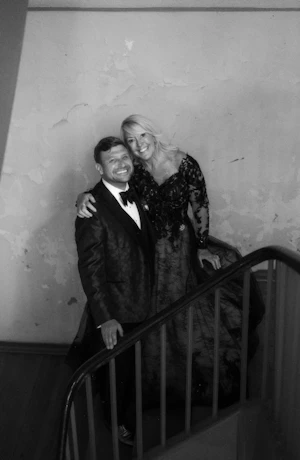 Groom With Bride Wearing Black Lace Ball Gown Zander By Sottero And Midgley