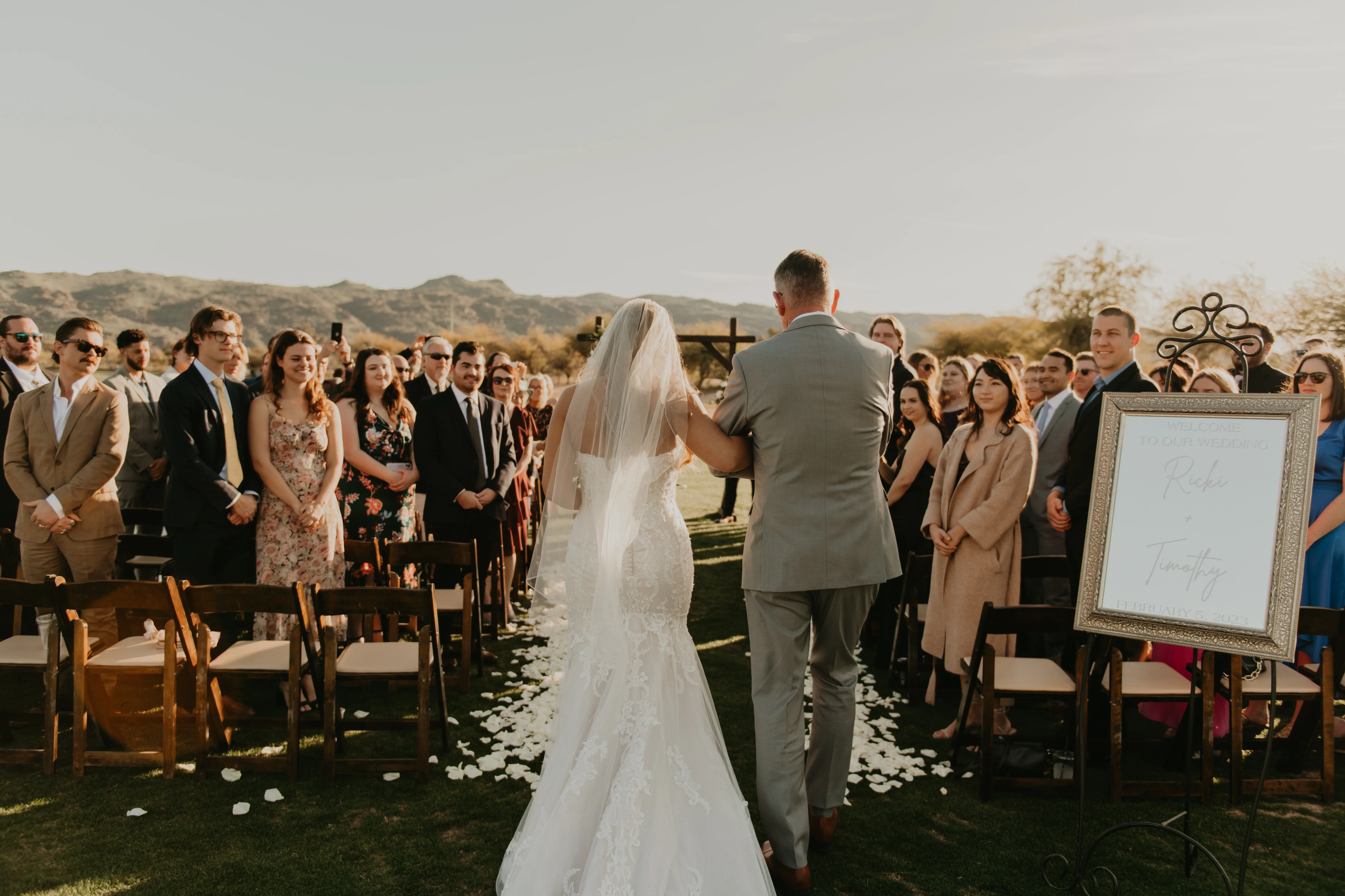 Bride Walks Down the Aisle Wearing Strapless Mermaid Wedding Dress Frederique by Maggie Sottero