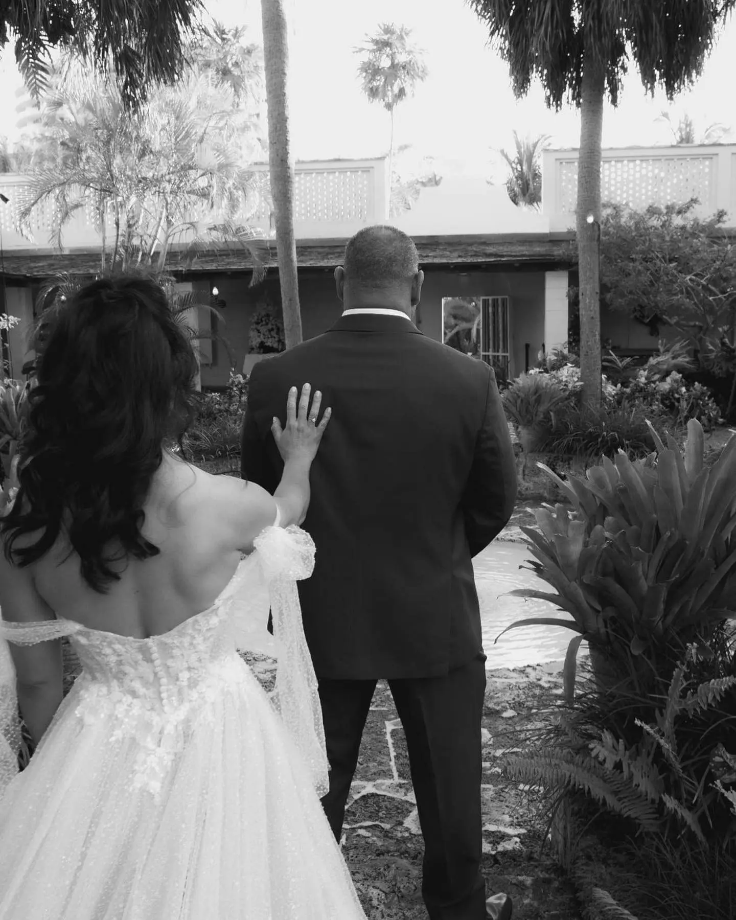 Bride And Groom First Look. Bride Wearing Sparkly Fairytale Ball Gown Wedding Dress Called Shasta By Sottero And Midgley