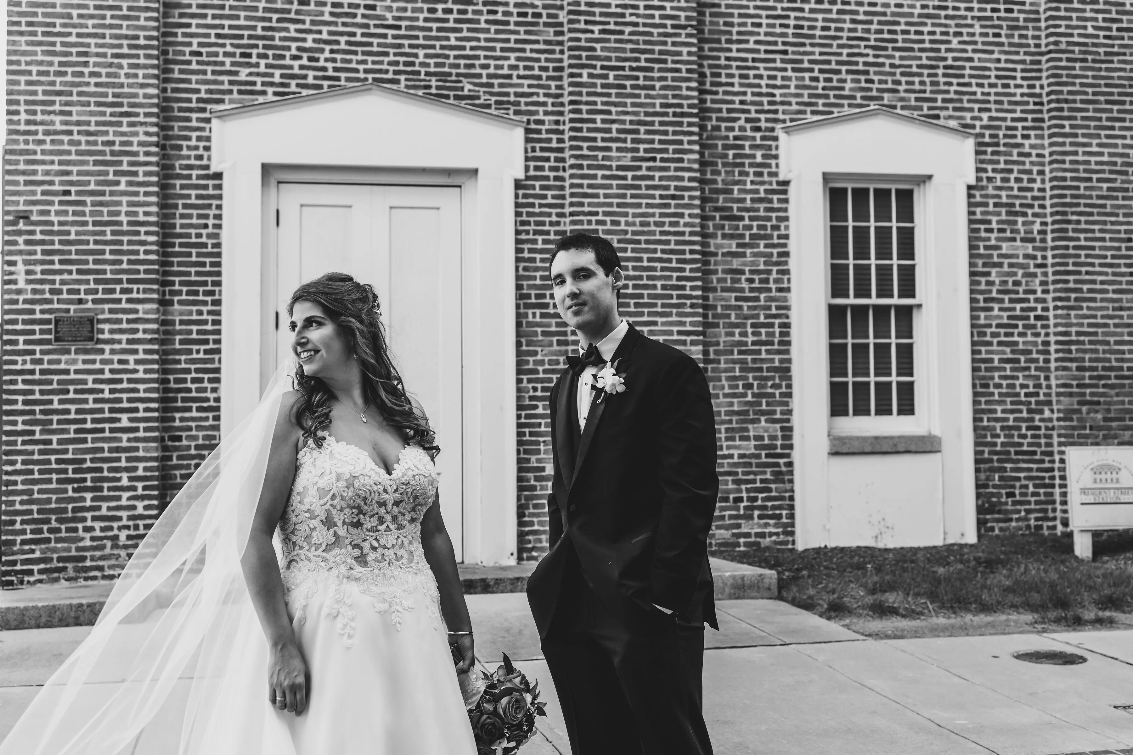 Groom With Bride Wearing A-Line Wedding Dress Savannah By Maggie Sottero