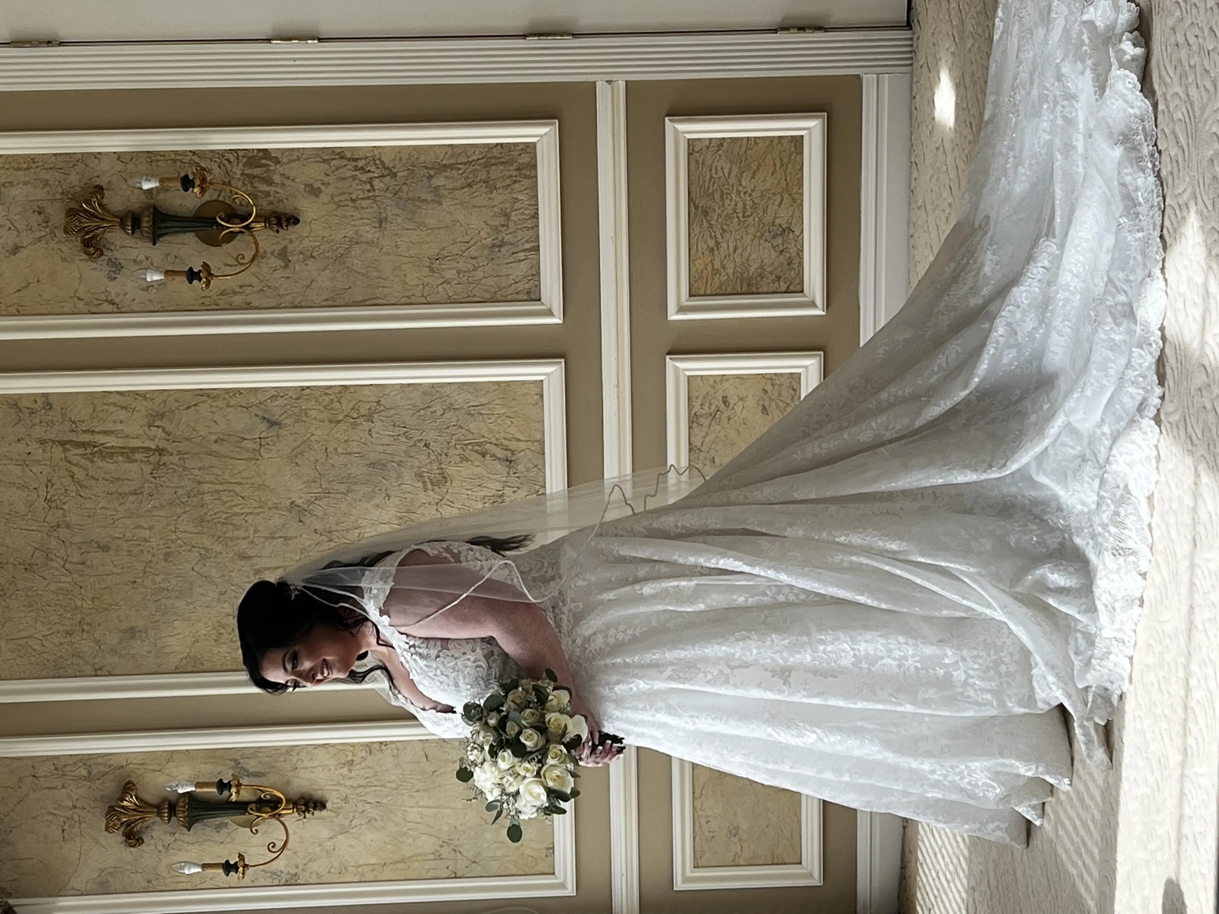 Bride Wearing Lace Ballgown Wedding Dress Called Kiernan By Sottero And Midgley