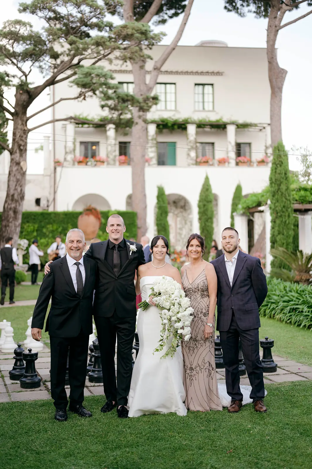 Bride In Strapless Mikado Mitchell Maggie Sottero With Wedding Guests