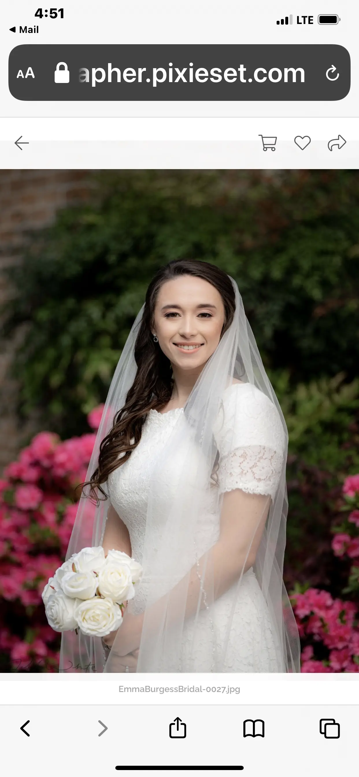 Real Bride wearing modest wedding dress called Prescott by Maggie Sottero.
