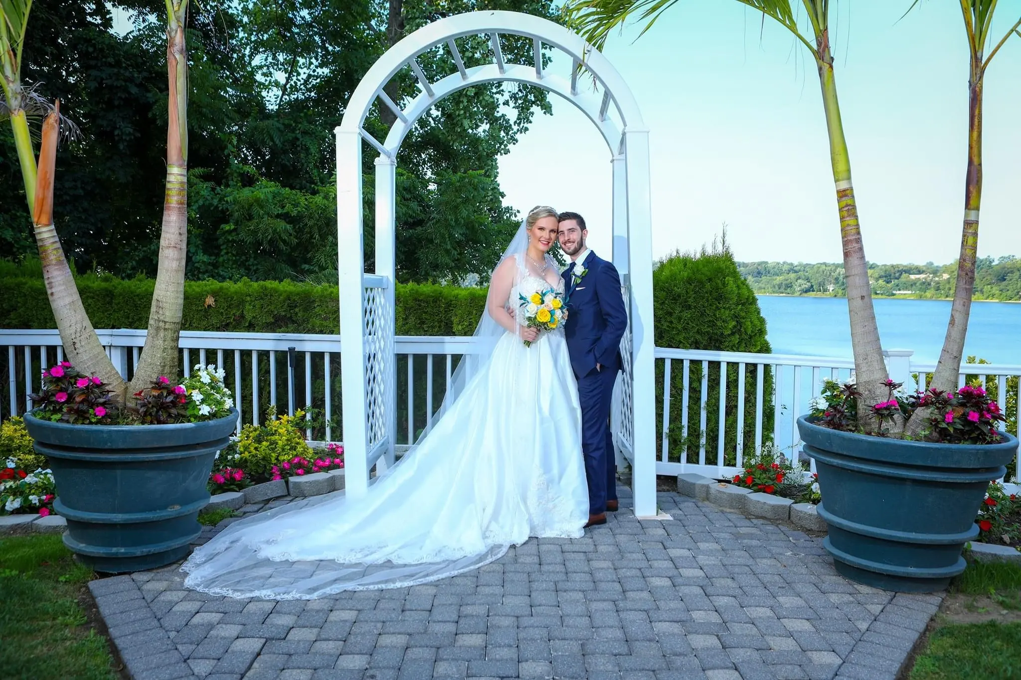Groom With Bride Wearing Elegant Satin Ball Gown Kimora By Sottero And Midgley