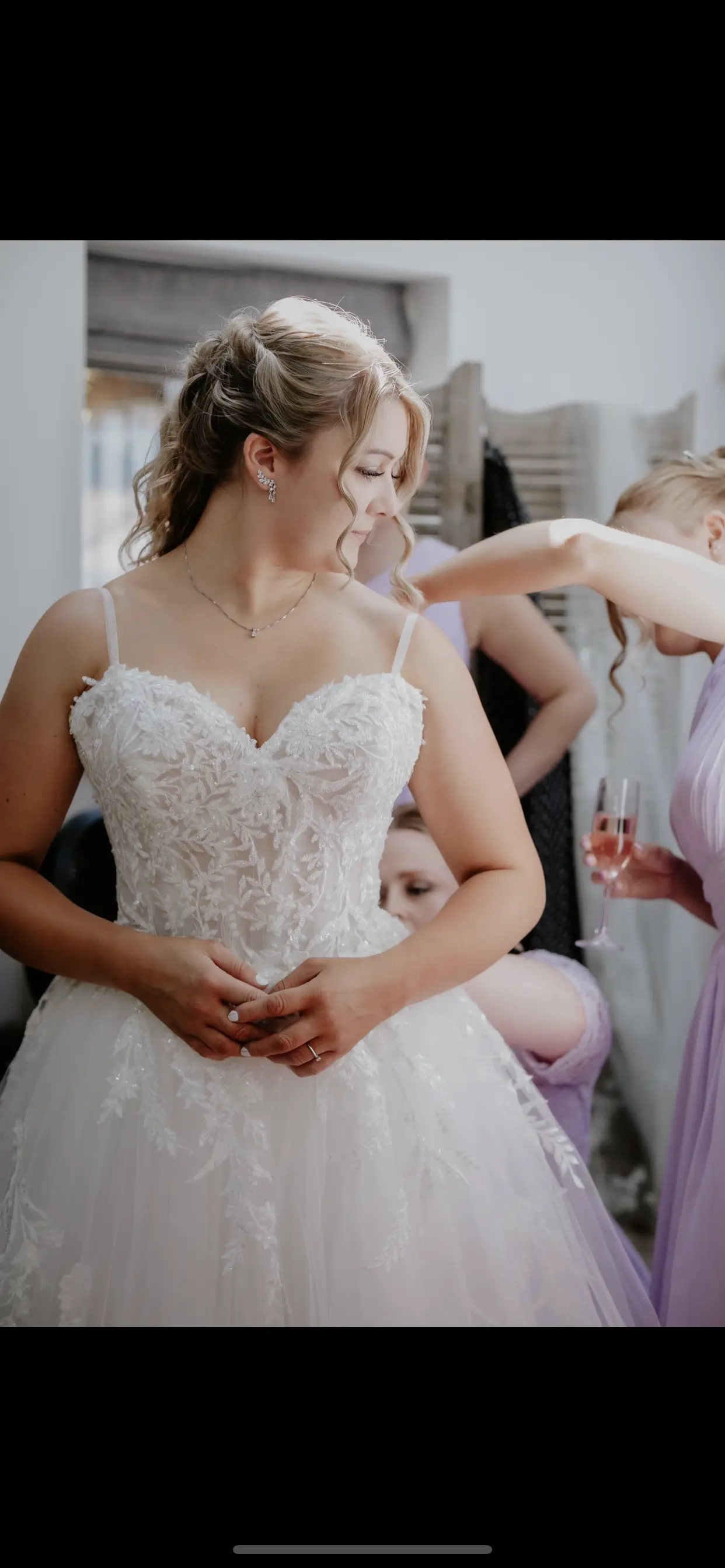 Bride Wearing Floral Princess Wedding Dress Orlanda By Maggie Sottero