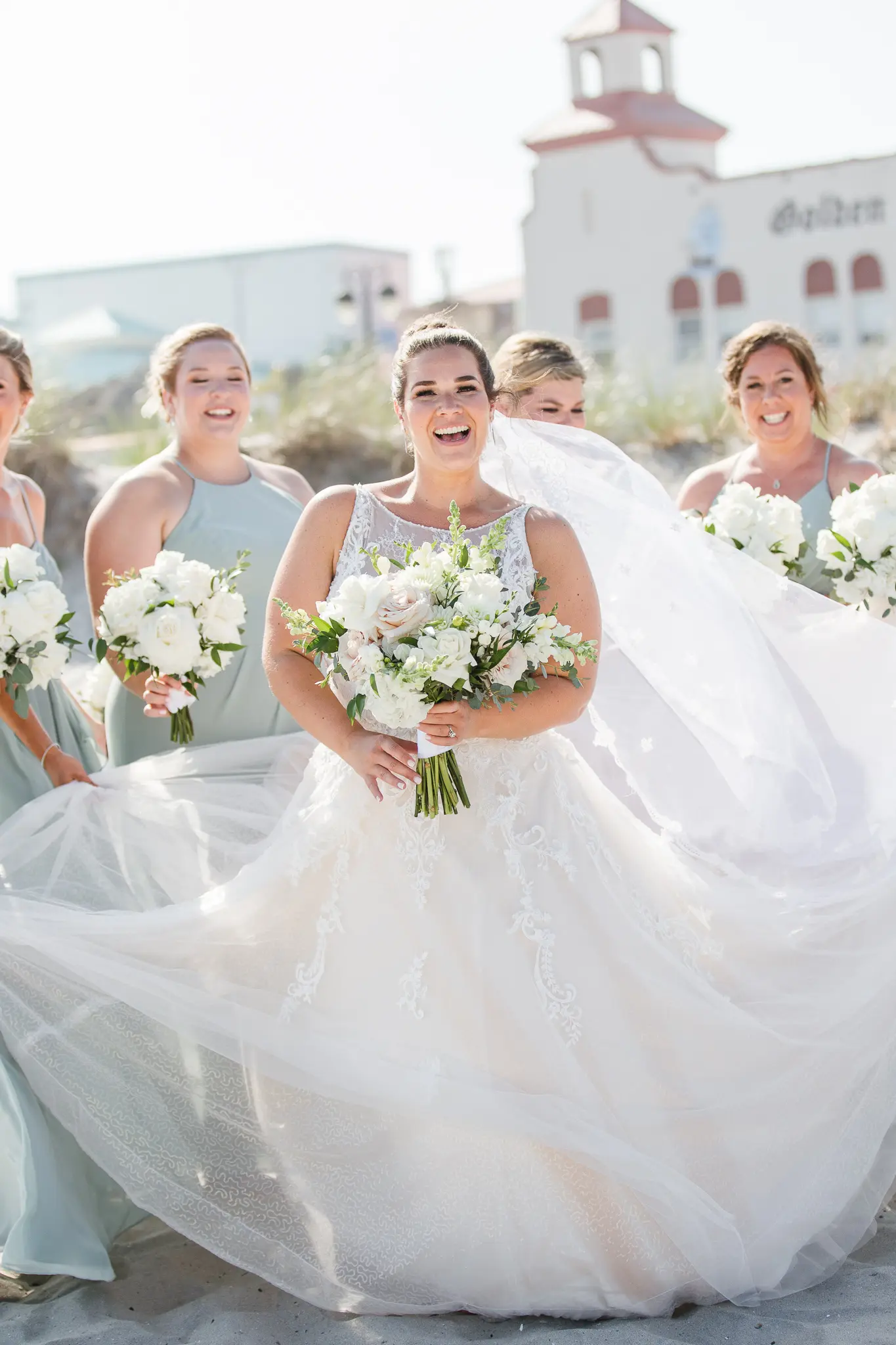 Bride Wearing Lace And Sparkle Tulle Ball Gown Honor Marie By Rebecca Ingram
