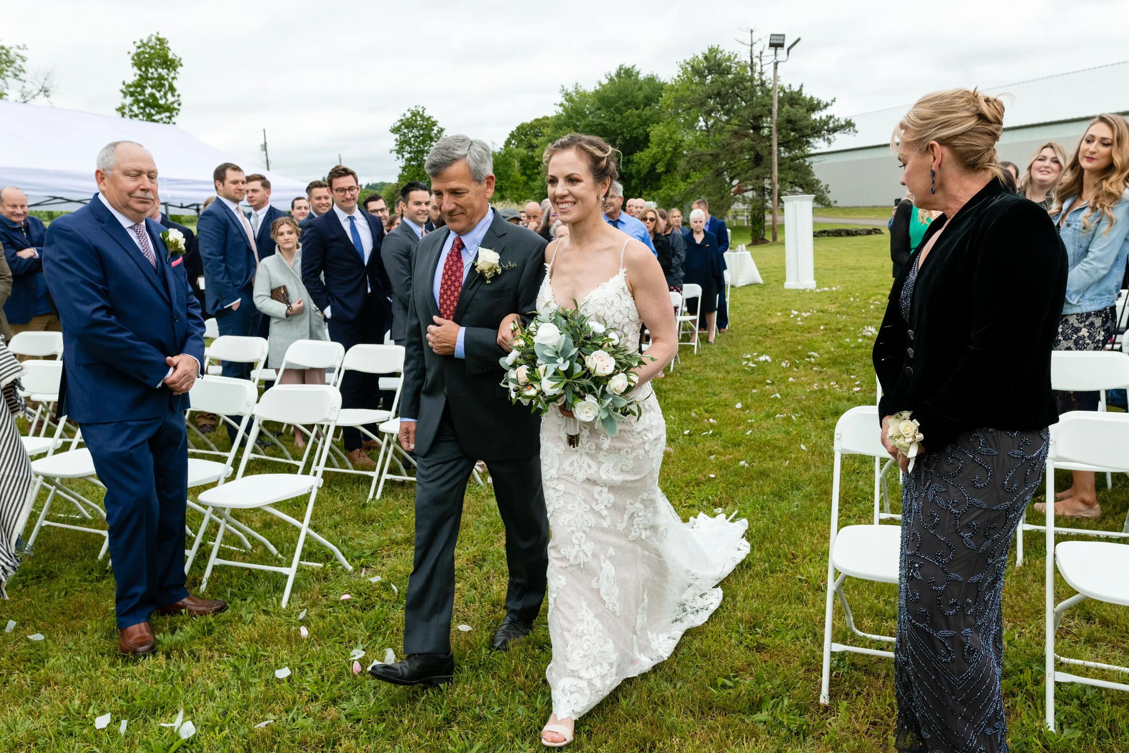 Bride Wearing Lace Sheath Wedding Dress Tuscany Lynette By Maggie Sottero